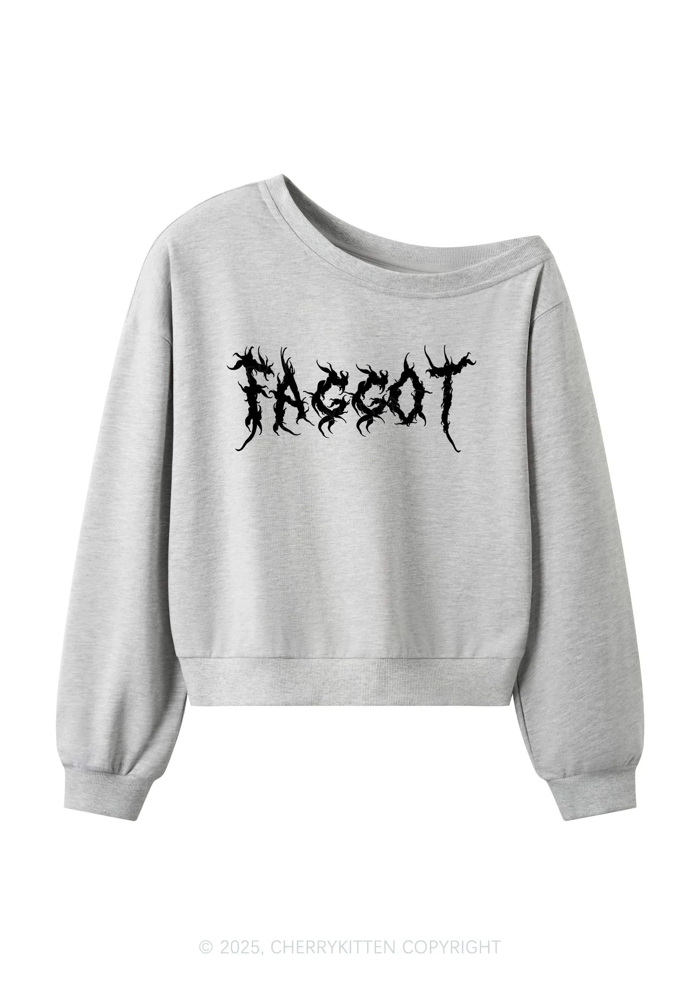 Punk Faggot Pride Y2K Off Shoulder Sweatshirts Cherrykitten - Image 4