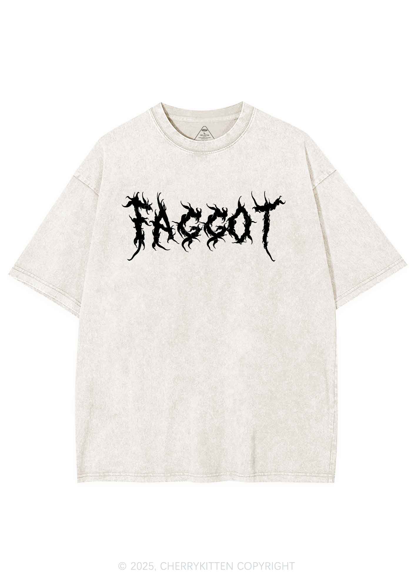 Punk Faggot Pride Y2K Shirts Washed Tee Cherrykitten - Image 4