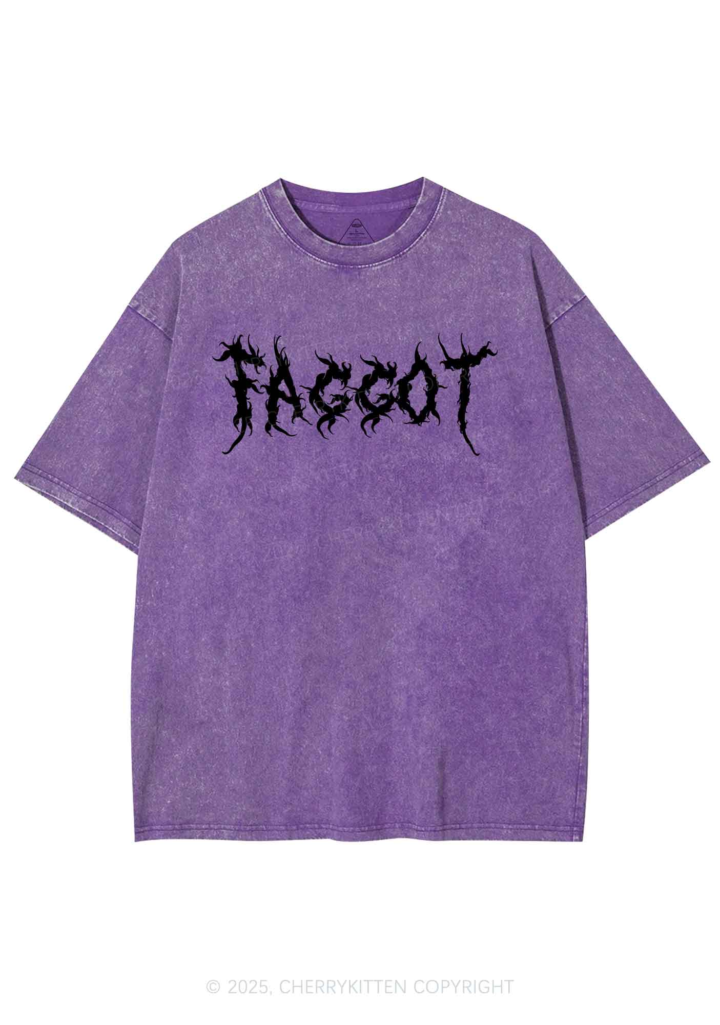 Punk Faggot Pride Y2K Shirts Washed Tee Cherrykitten - Image 5