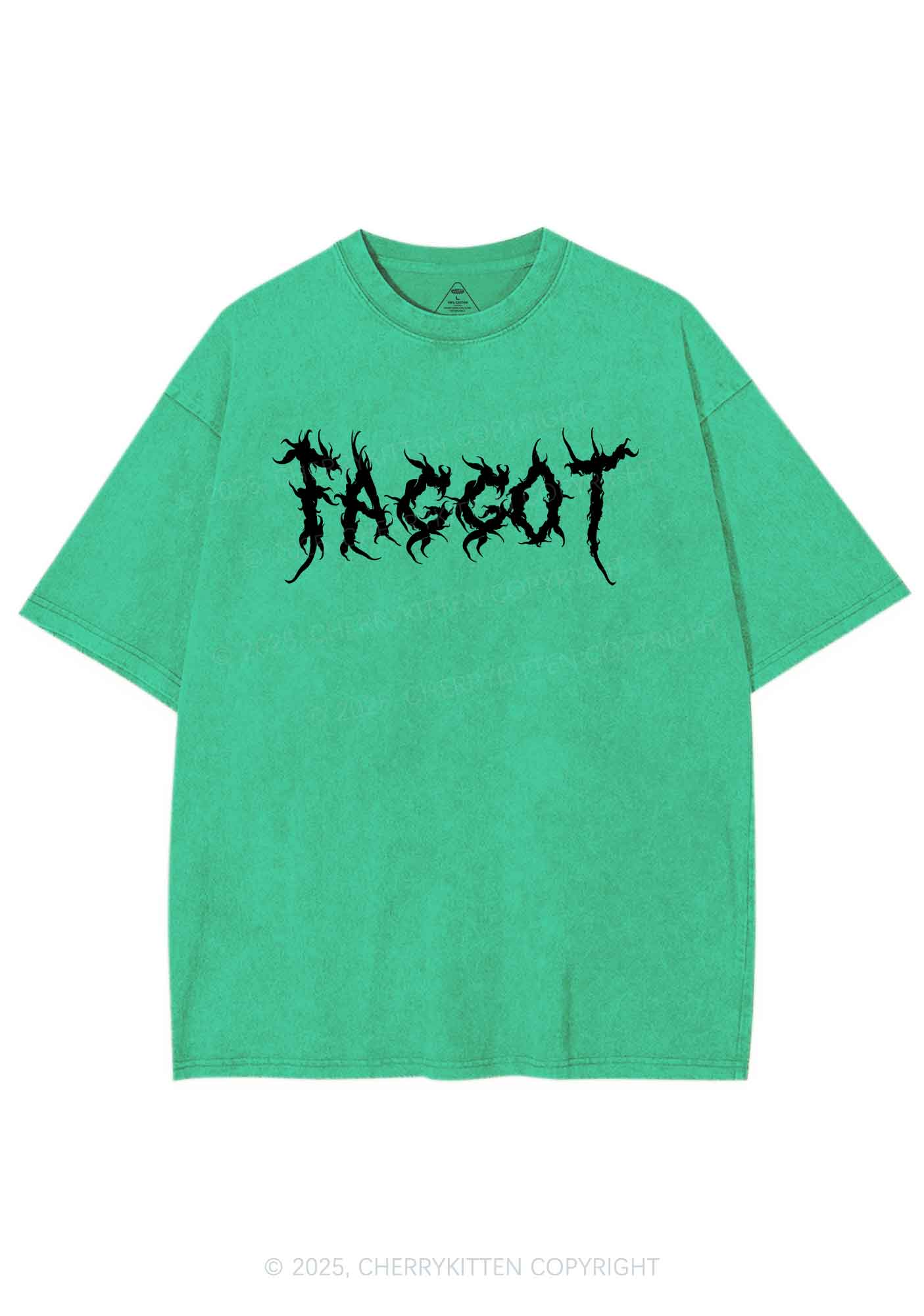 Punk Faggot Pride Y2K Shirts Washed Tee Cherrykitten - Image 6