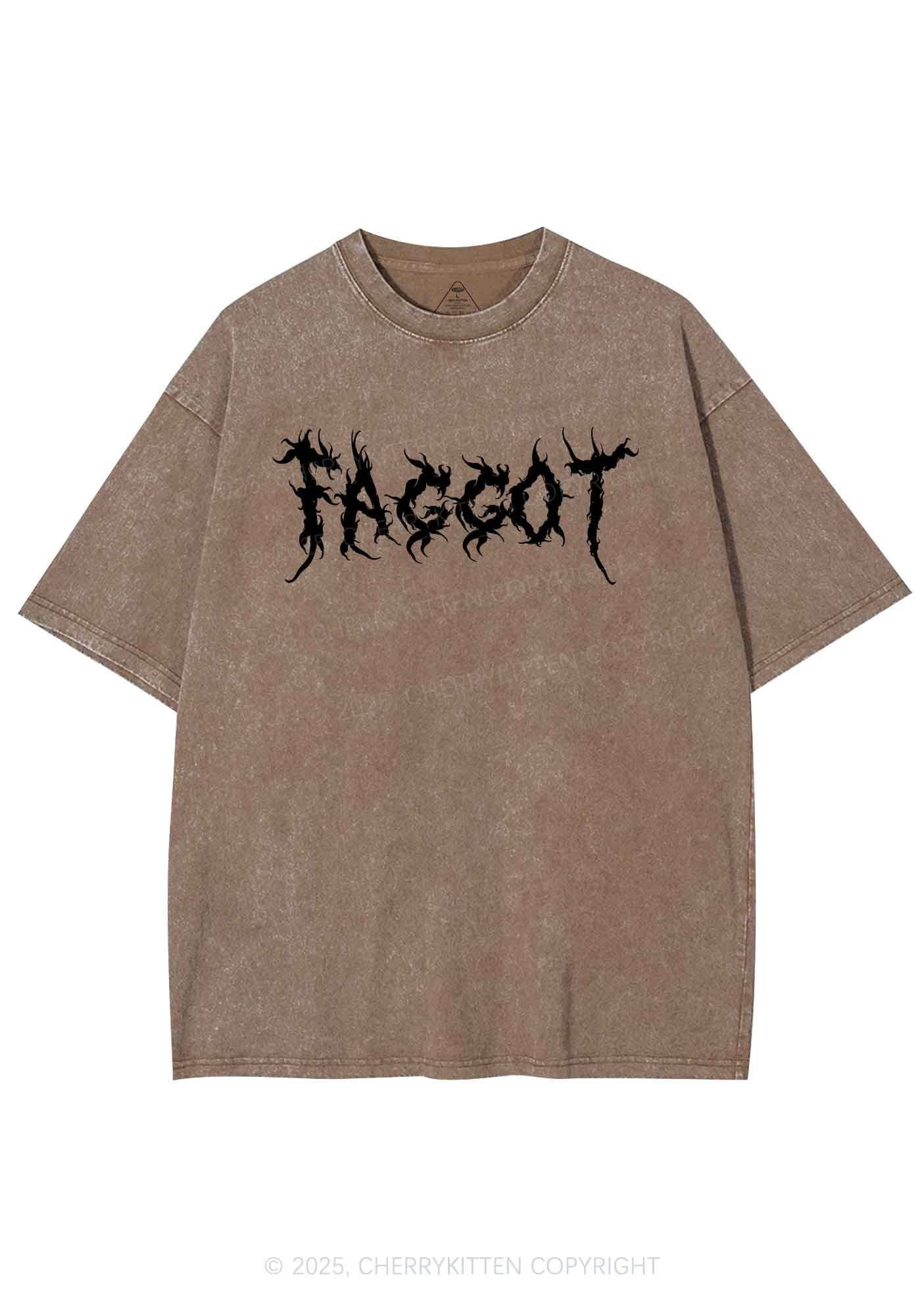Punk Faggot Pride Y2K Shirts Washed Tee Cherrykitten - Image 7
