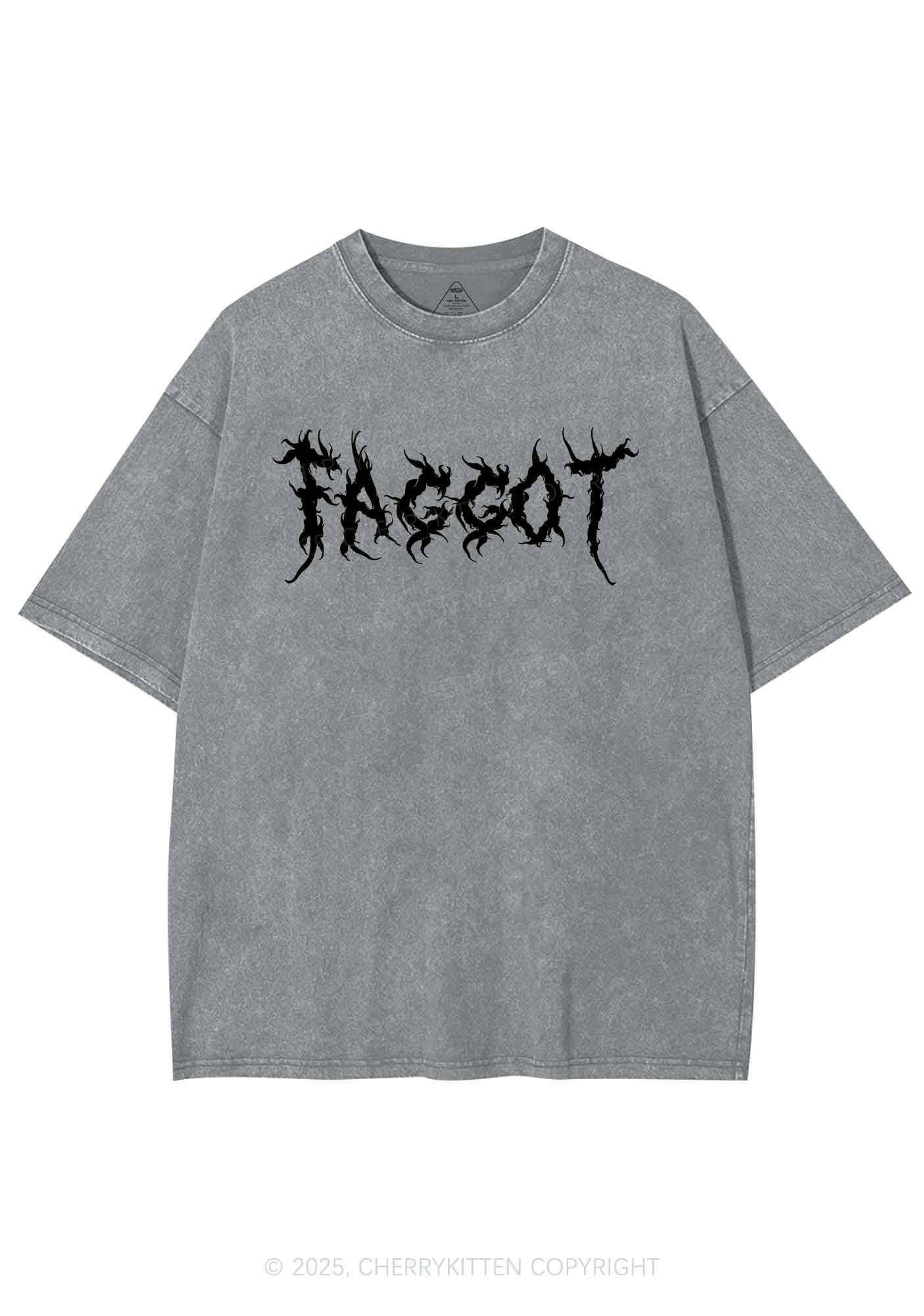 Punk Faggot Pride Y2K Shirts Washed Tee Cherrykitten - Image 8