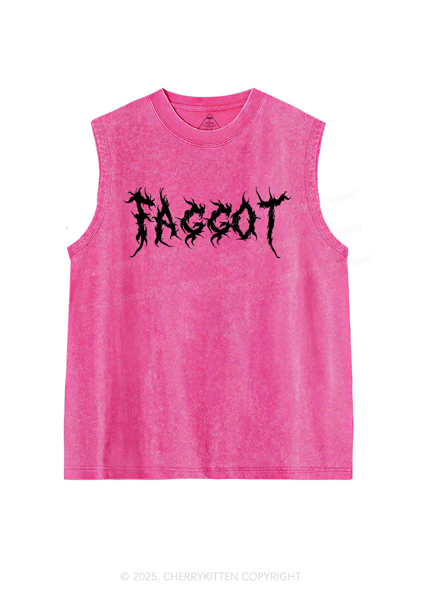 Punk Faggot Pride Y2K Washed Muscle Tank Cherrykitten - Image 3