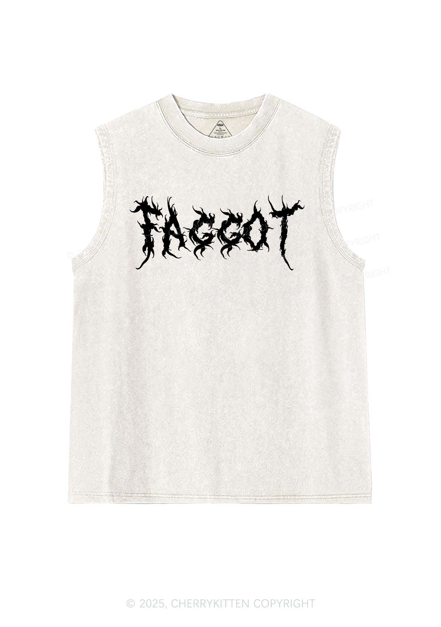 Punk Faggot Pride Y2K Washed Muscle Tank Cherrykitten - Image 4