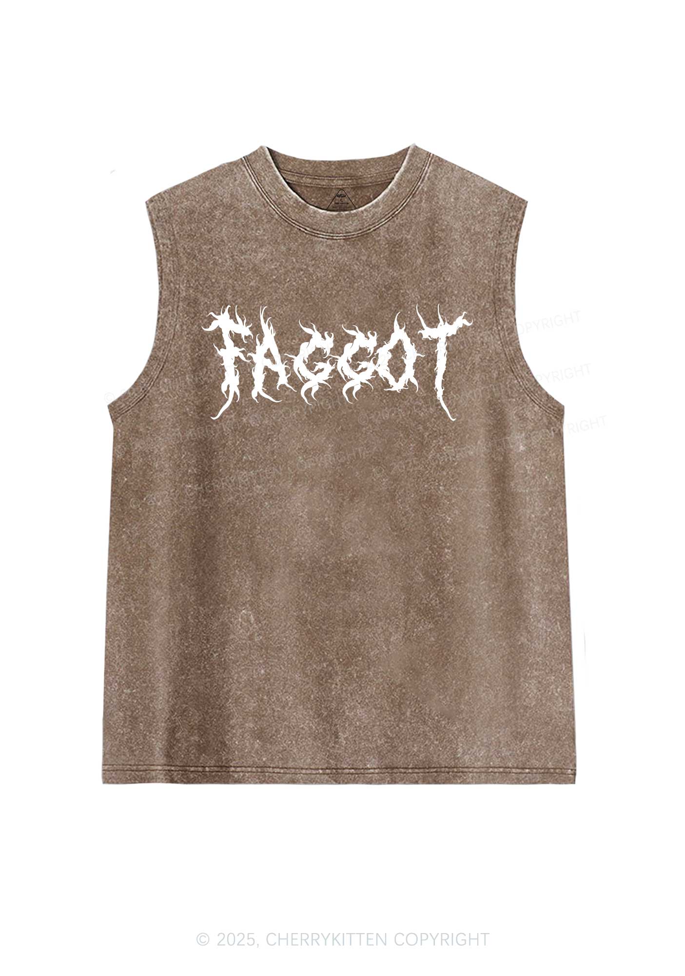 Punk Faggot Pride Y2K Washed Muscle Tank Cherrykitten - Image 5