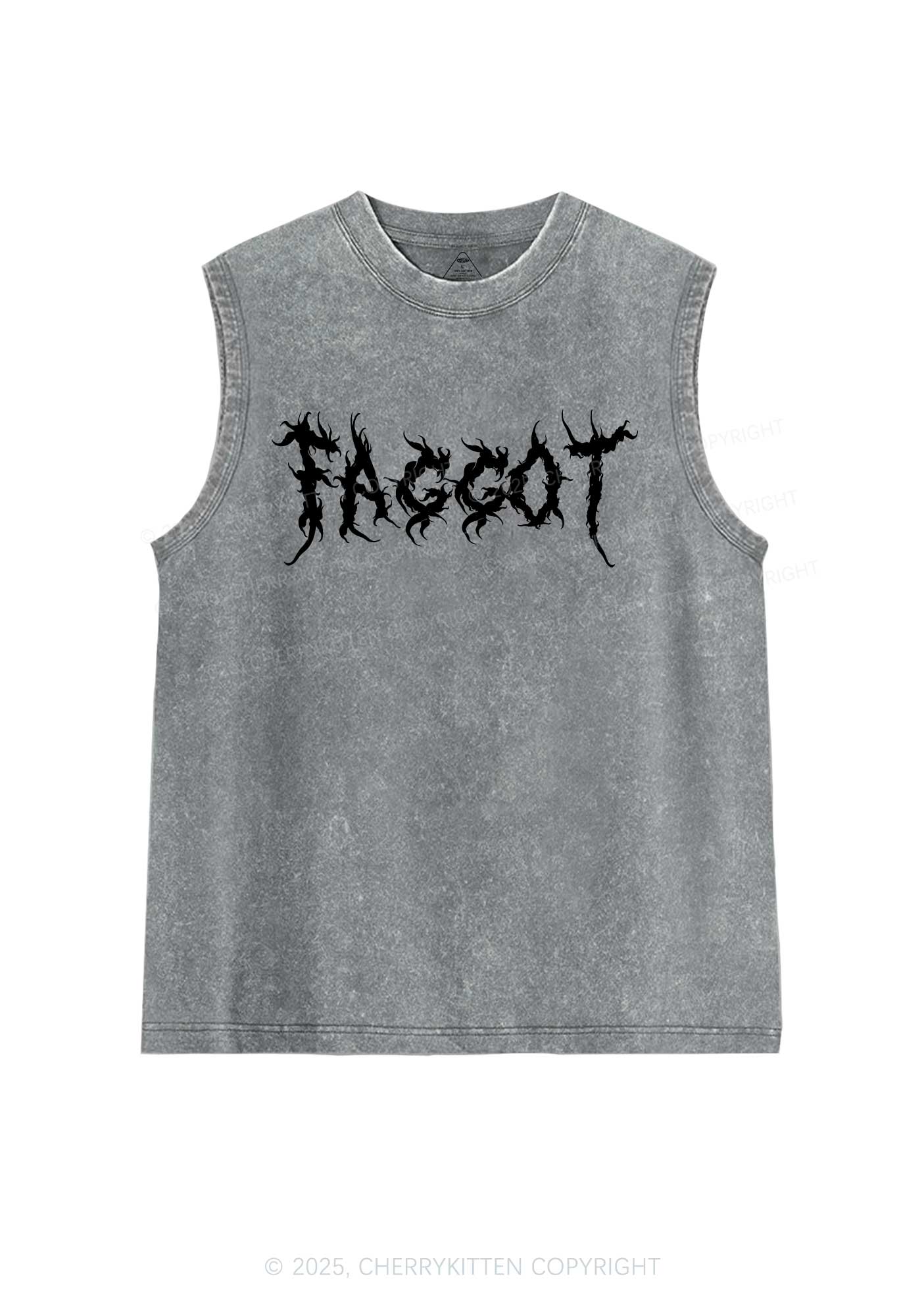 Punk Faggot Pride Y2K Washed Muscle Tank Cherrykitten - Image 7