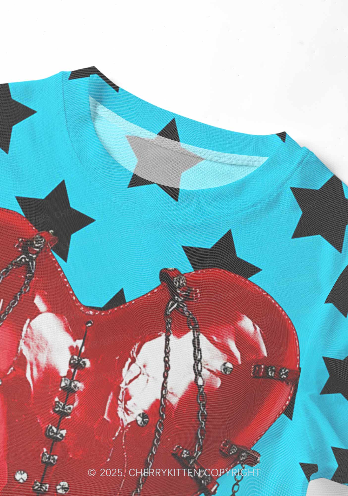 Punk Red Heart Y2K Mesh Crop Top Cherrykitten - Image 4
