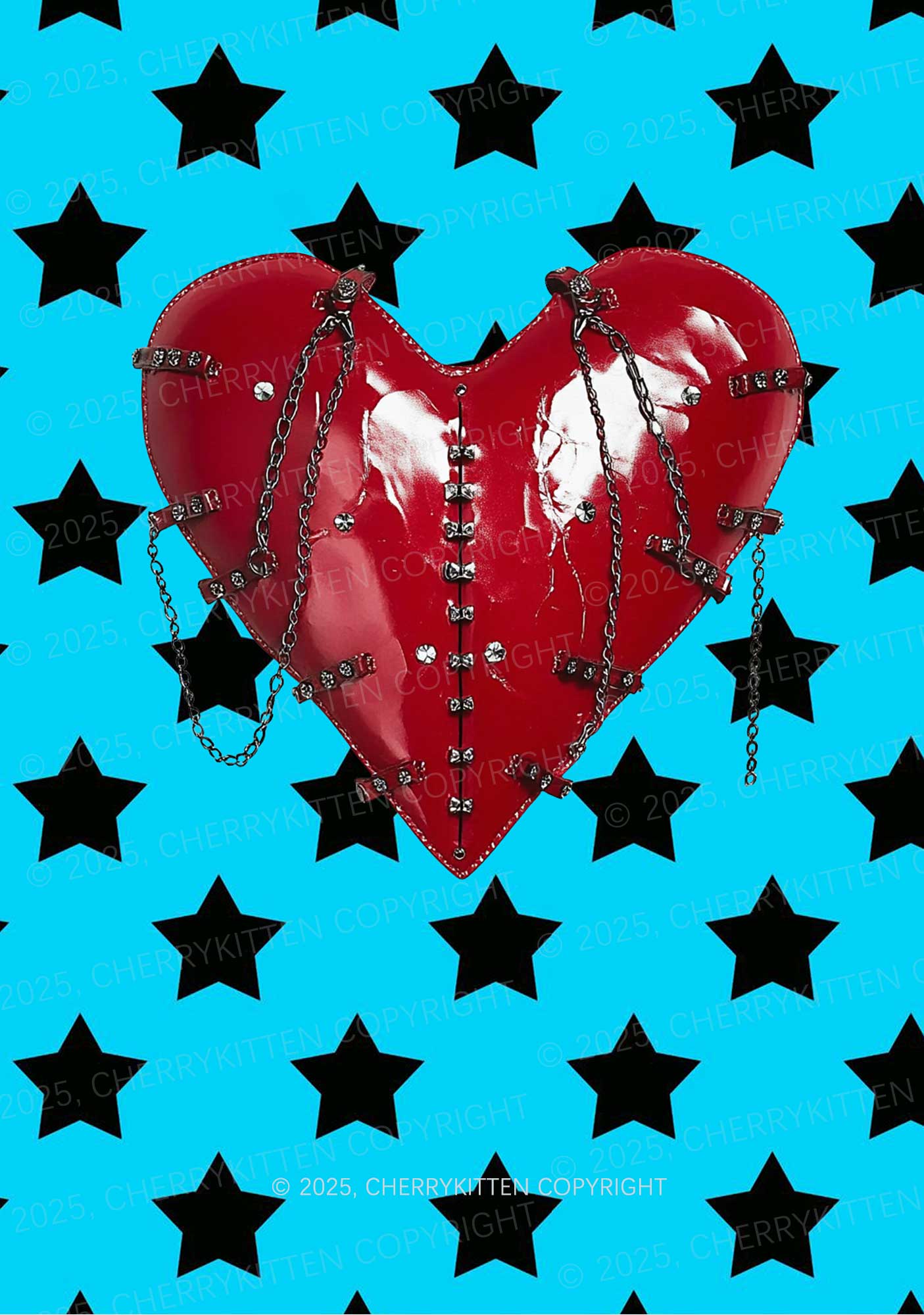 Punk Red Heart Y2K Print Slip Dress Cherrykitten - Image 2
