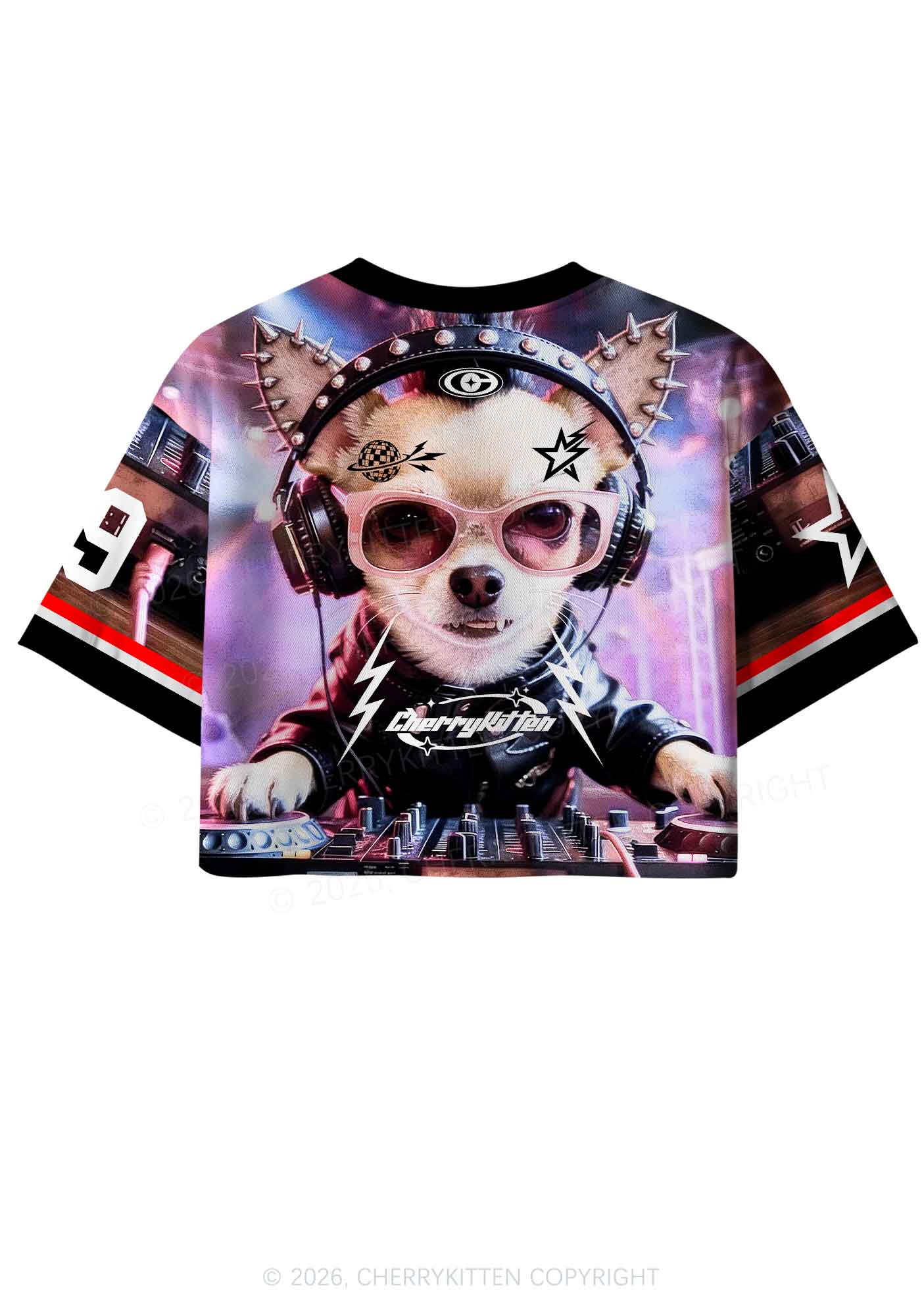 Punk Rock Chihuahua DJ Y2K Crop Sport Jersey Shirts Cherrykitten - Image 4