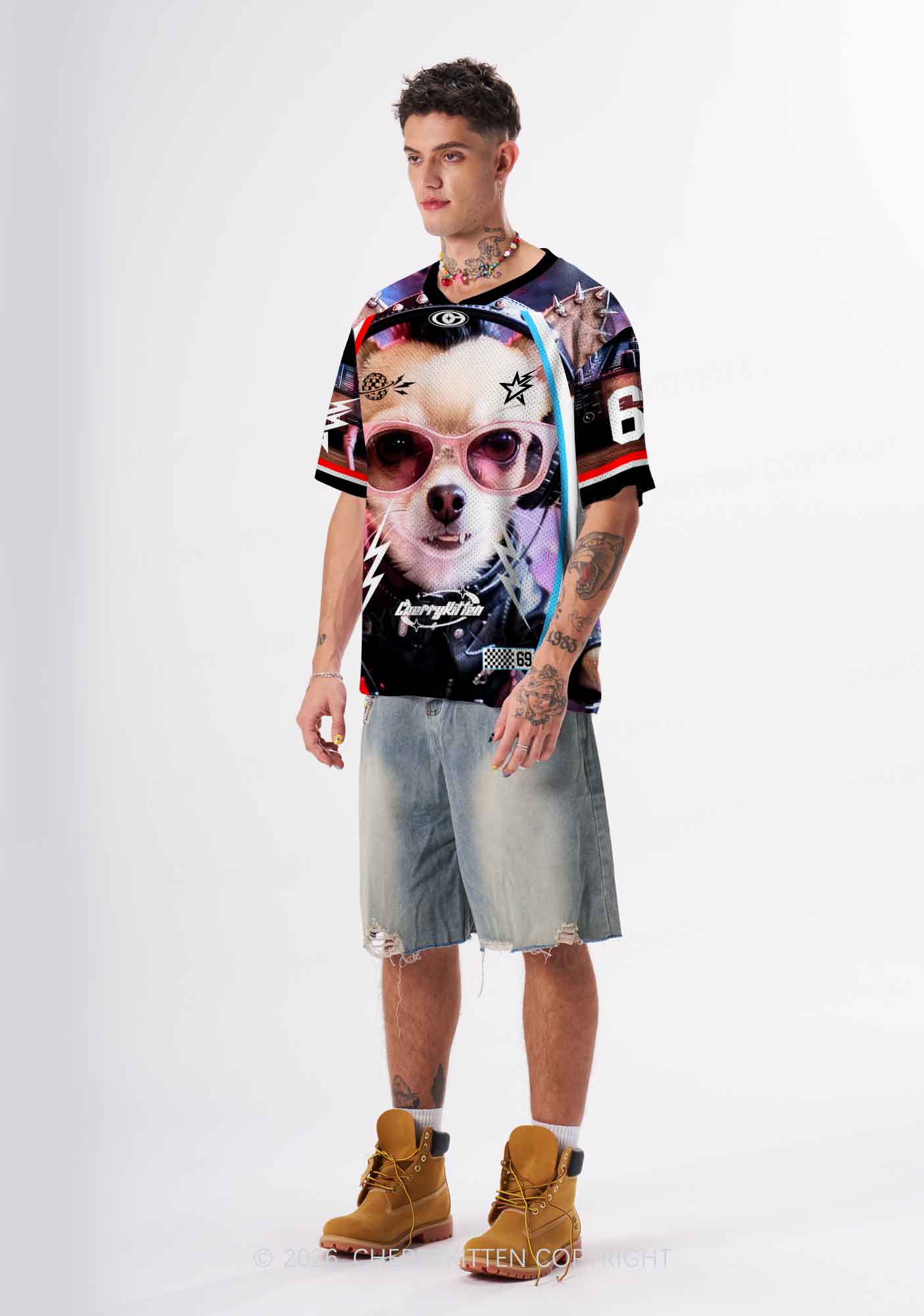 Punk Rock Chihuahua DJ Y2K Sport Jersey Shirts Cherrykitten - Image 2