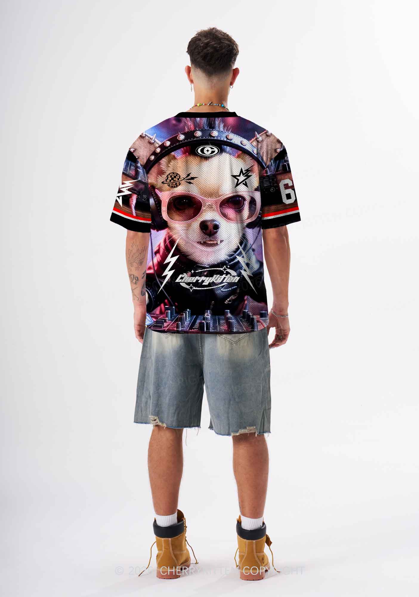 Punk Rock Chihuahua DJ Y2K Sport Jersey Shirts Cherrykitten - Image 3
