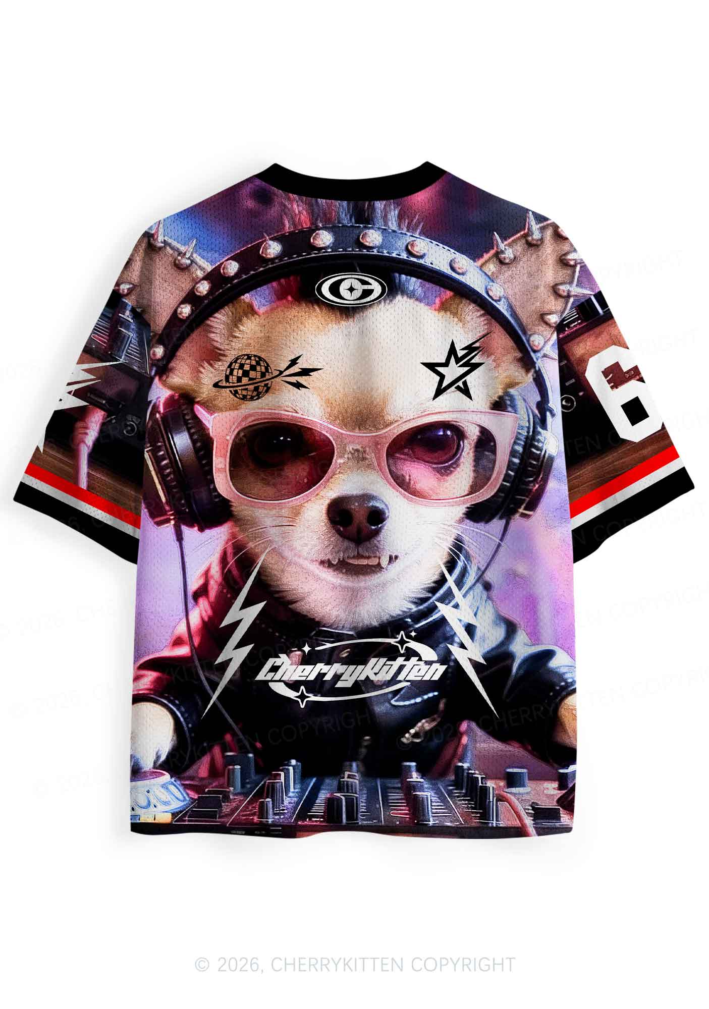 Punk Rock Chihuahua DJ Y2K Sport Jersey Shirts Cherrykitten - Image 4