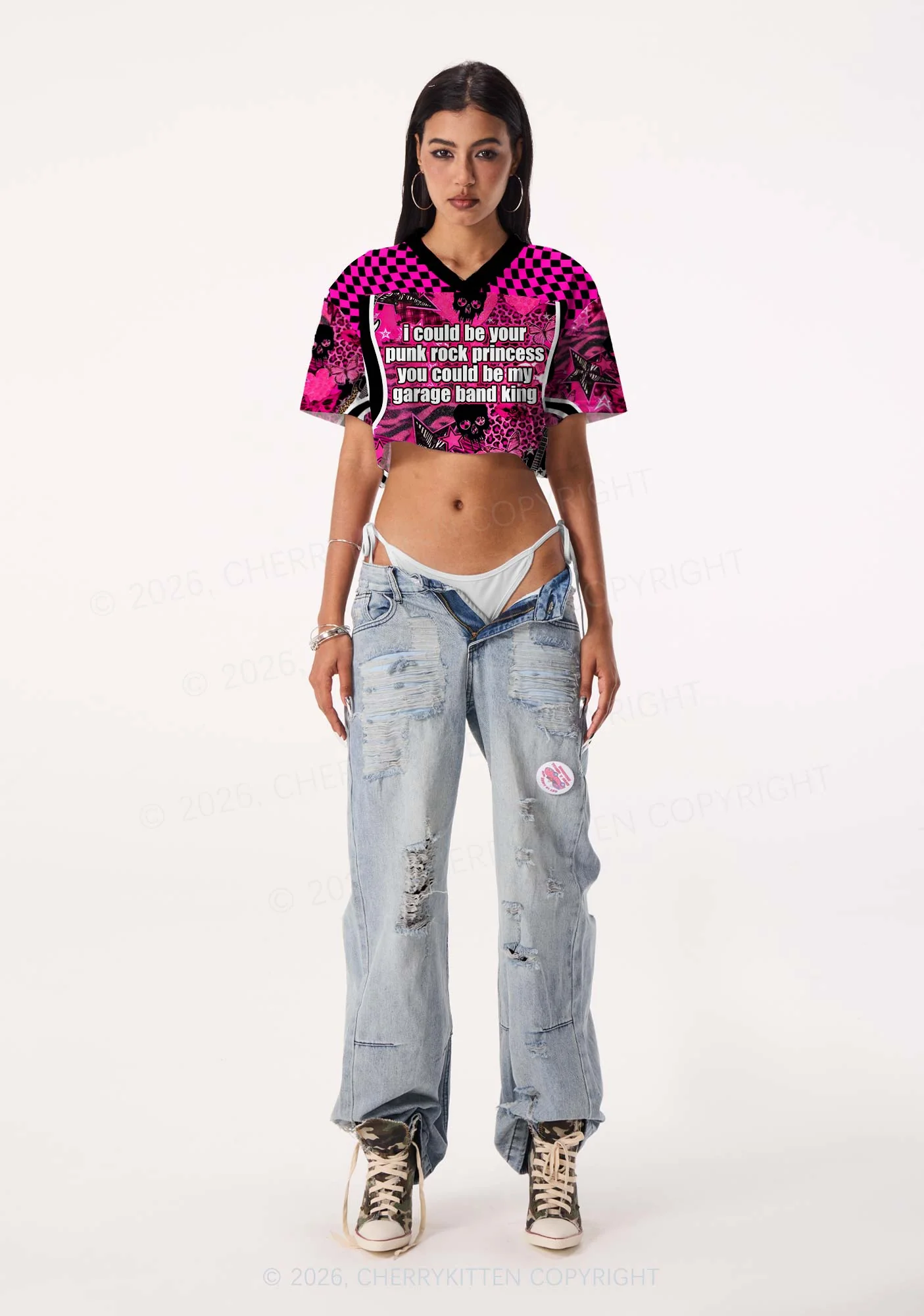 Punk Rock Princess Y2K Crop Sport Jersey Shirts Cherrykitten - Image 2