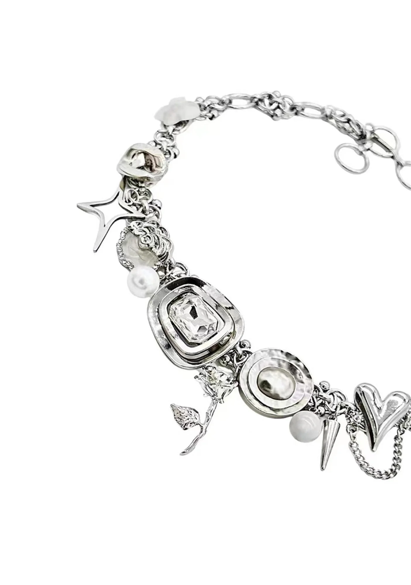 Punk Silver Button Choker Y2K Necklace Cherrykitten - Image 2
