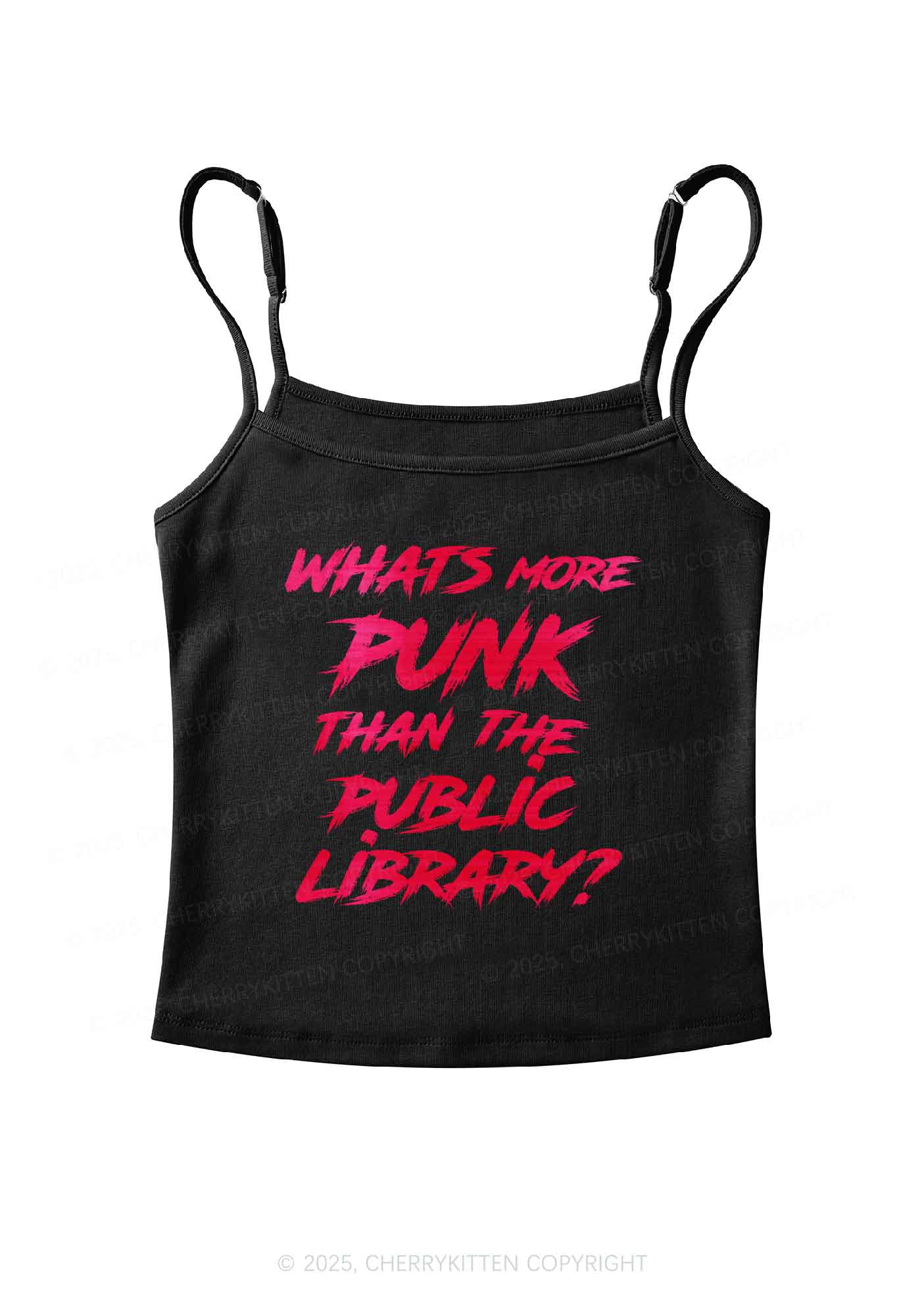 Punk Than Public Library Y2K Spaghetti Strap Cami Cherrykitten - Image 3