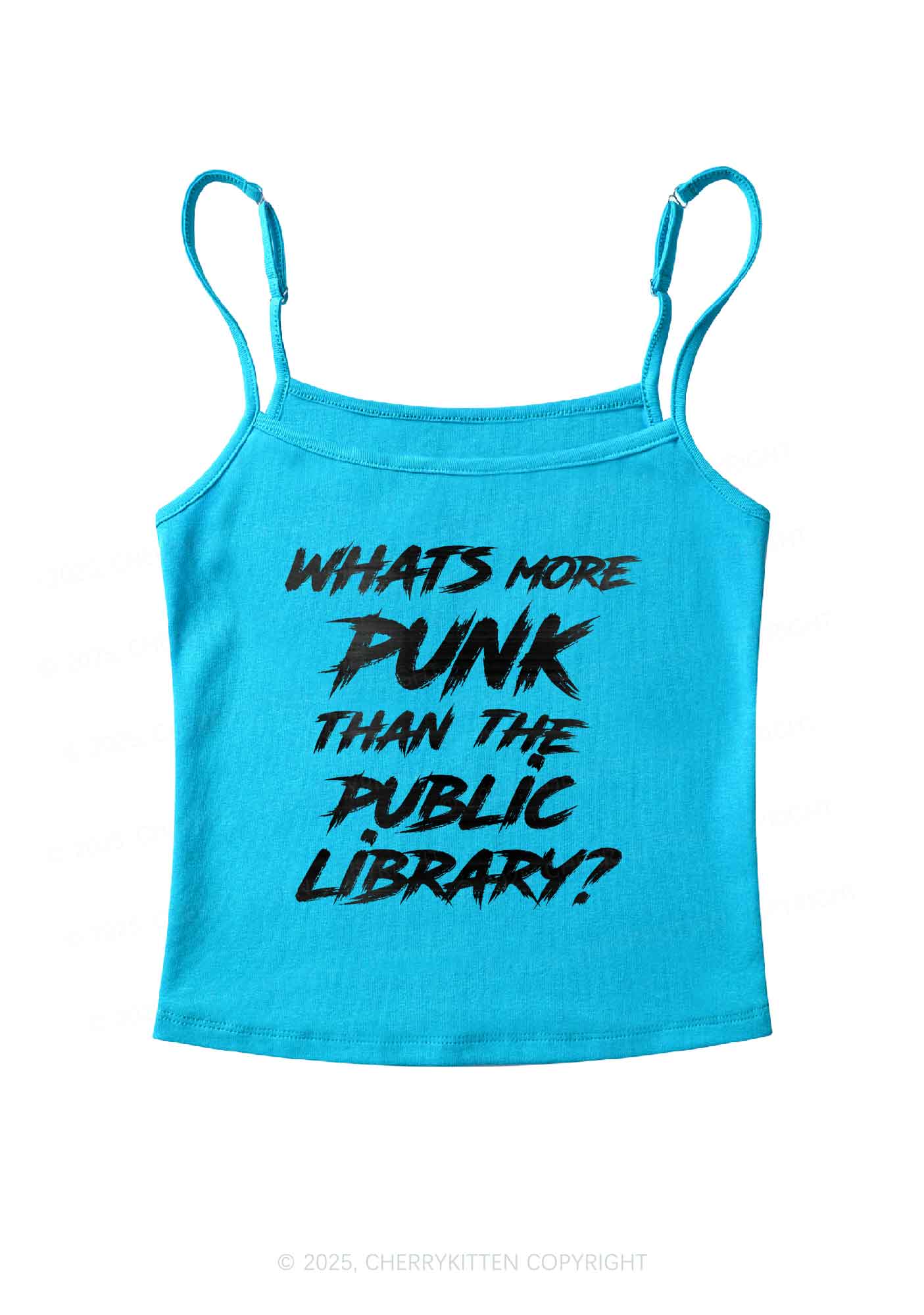Punk Than Public Library Y2K Spaghetti Strap Cami Cherrykitten - Image 5