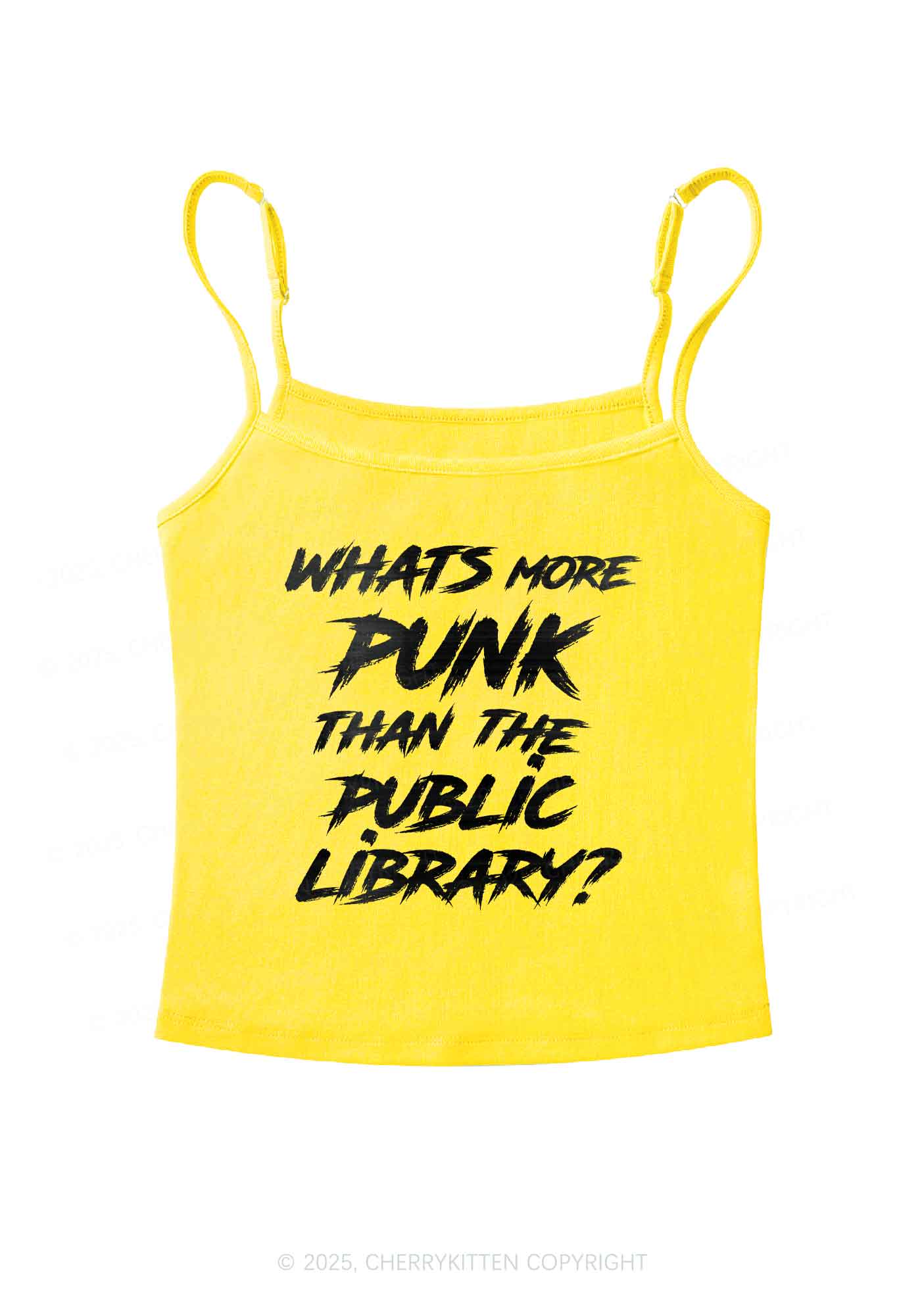 Punk Than Public Library Y2K Spaghetti Strap Cami Cherrykitten - Image 7