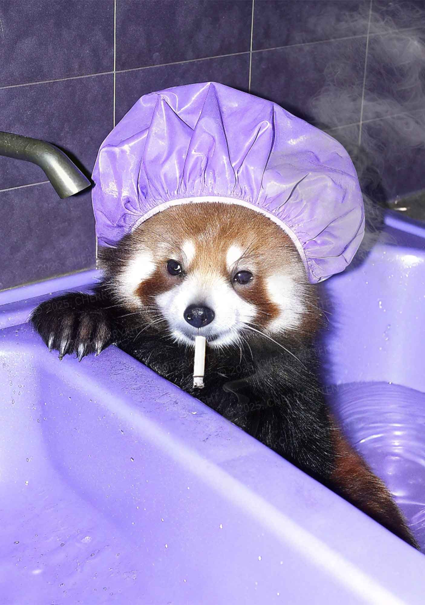 Purple Bath Smoking Raccoon Y2K Mesh Cami Tank Cherrykitten - Image 2