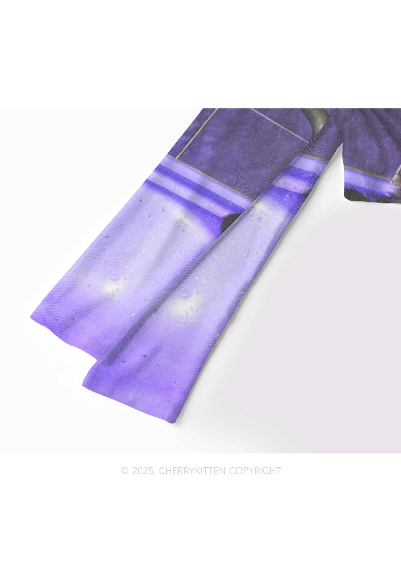 Purple Bath Smoking Raccoon Y2K Mesh Long Sleeve Crop Top Cherrykitten - Image 4