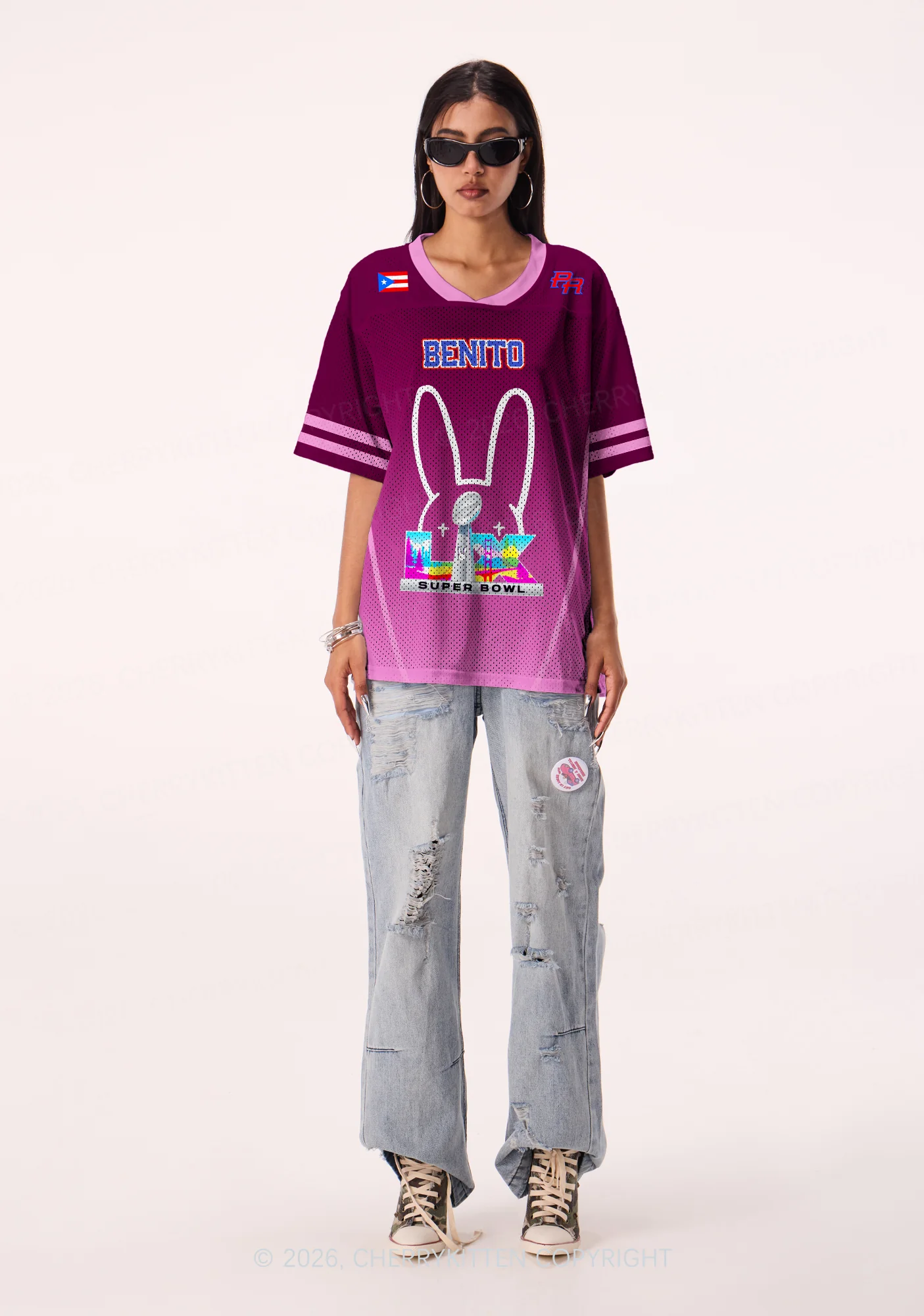 Purple Bunny Head Y2K Sport Jersey Shirts Cherrykitten - Image 2