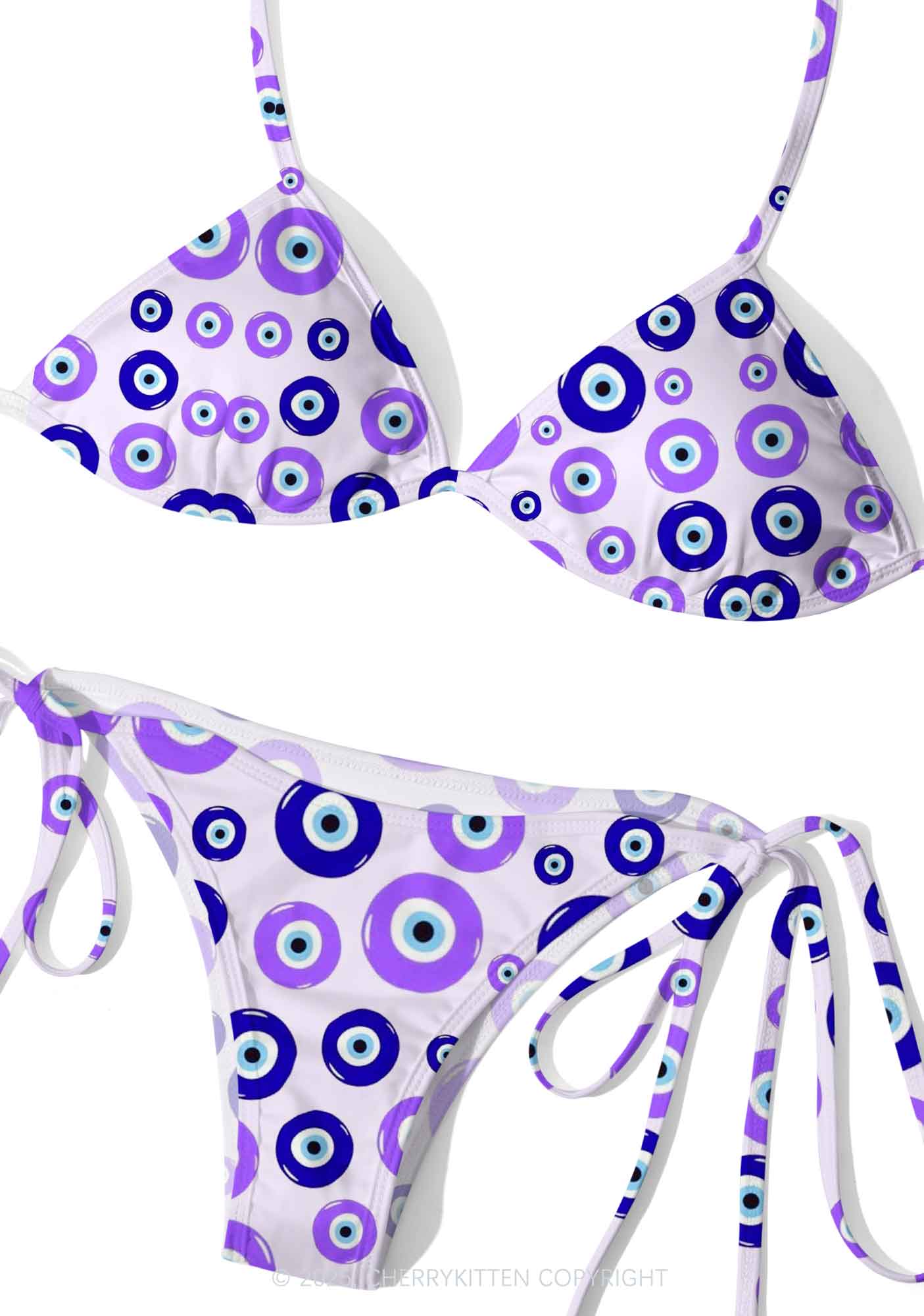 Purple Evil Eye Y2K Print Bikini Set Cherrykitten - Image 3