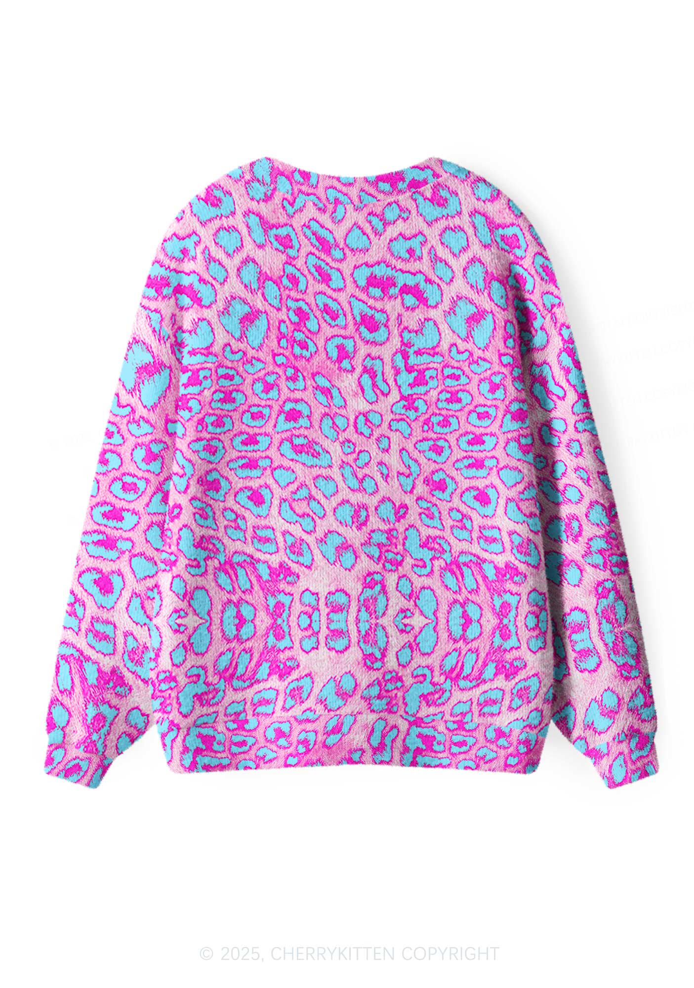 Purple Leopard Y2K Christmas Cardigan Knit Sweatshirt Cherrykitten - Image 2