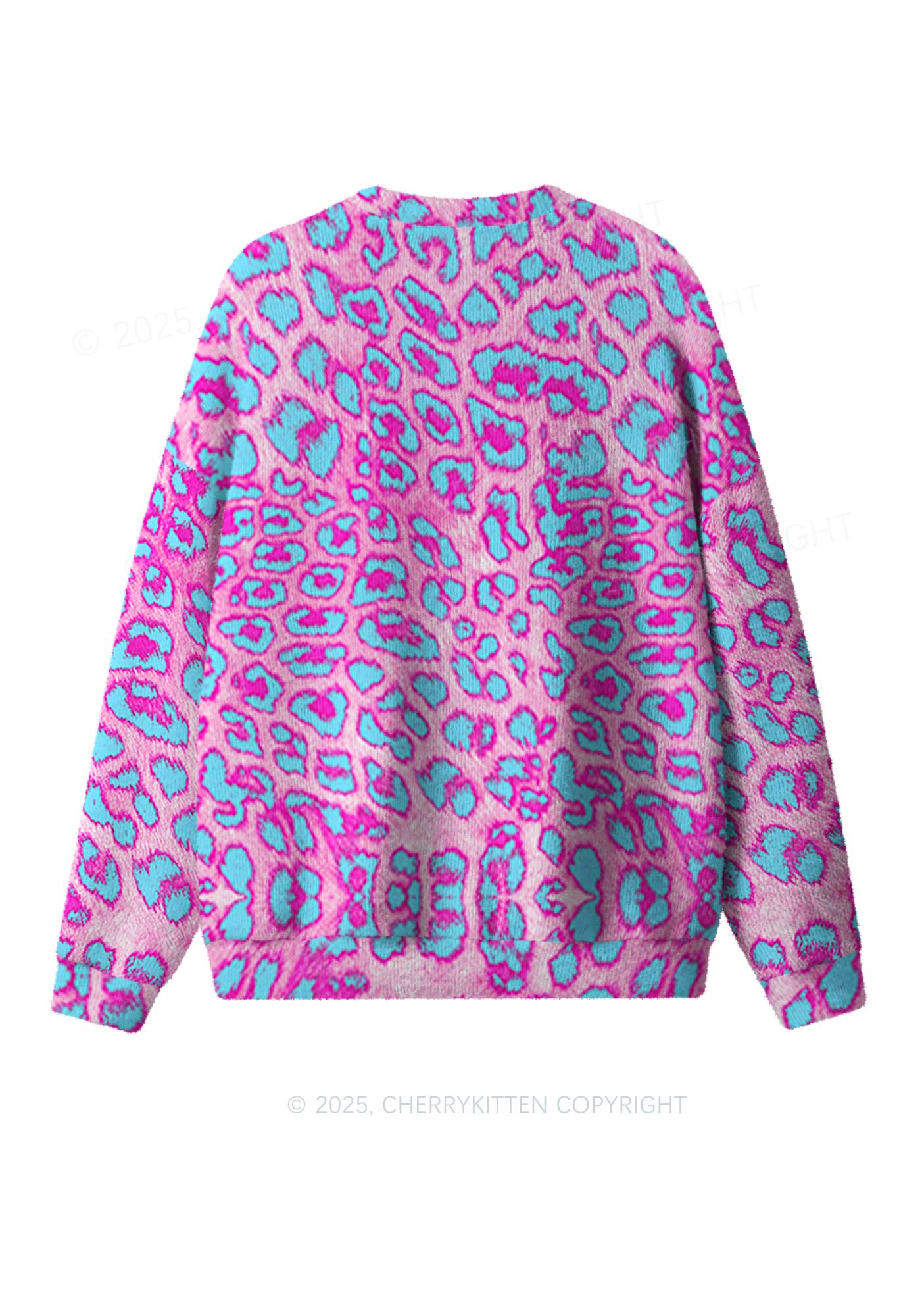 Purple Leopard Y2K Christmas Knit Sweatshirt Cherrykitten - Image 2