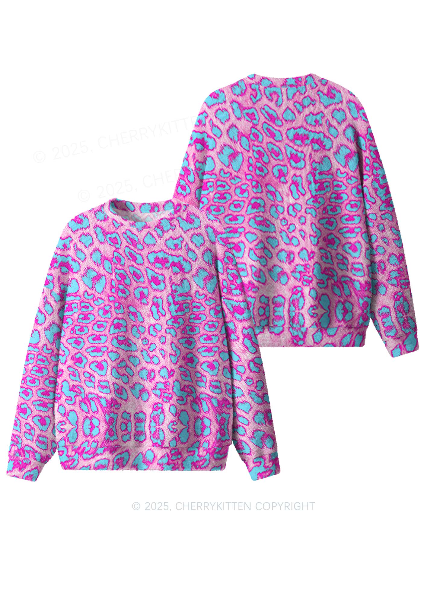 Purple Leopard Y2K Christmas Knit Sweatshirt Cherrykitten - Image 3