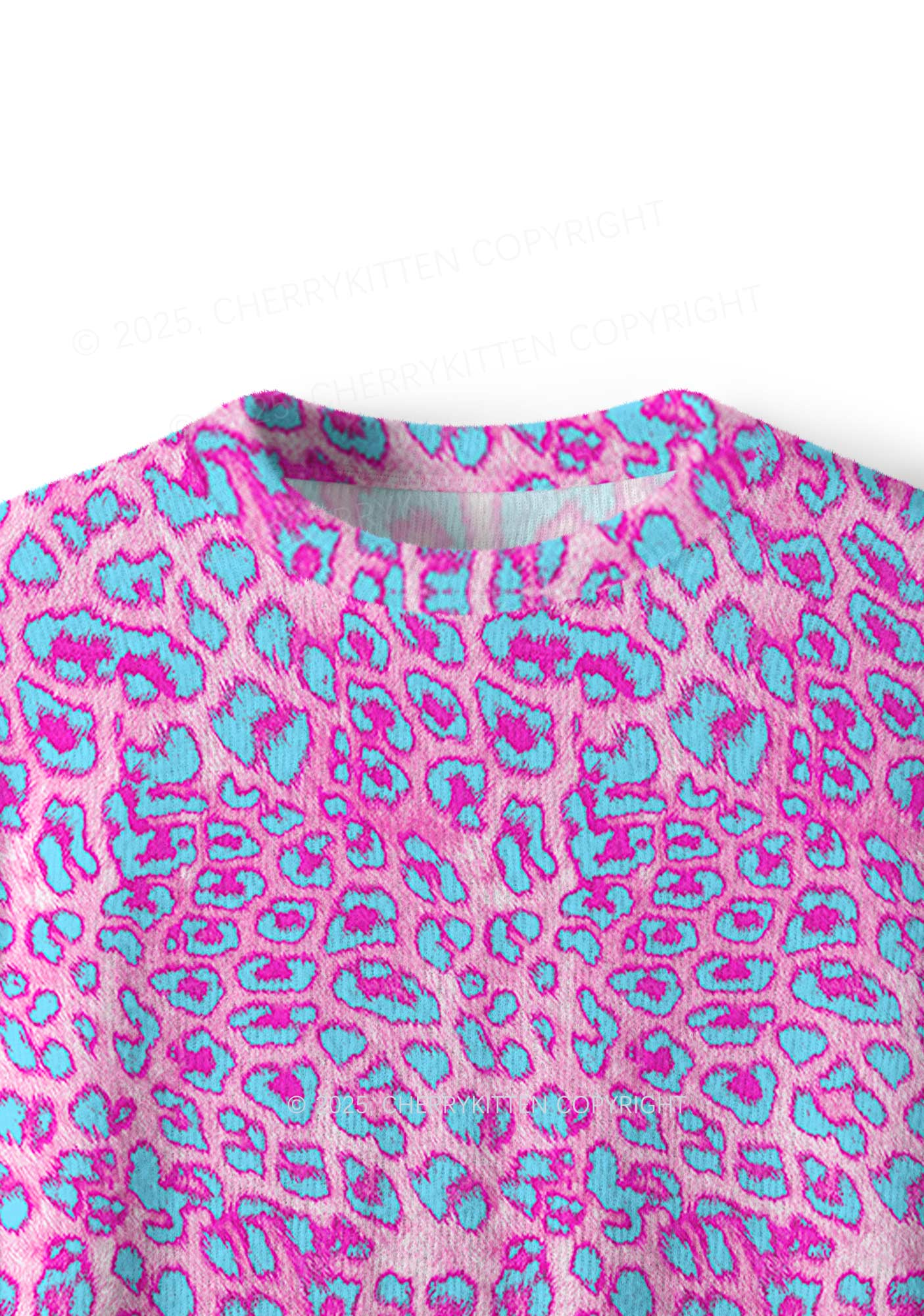 Purple Leopard Y2K Christmas Knit Sweatshirt Cherrykitten - Image 5