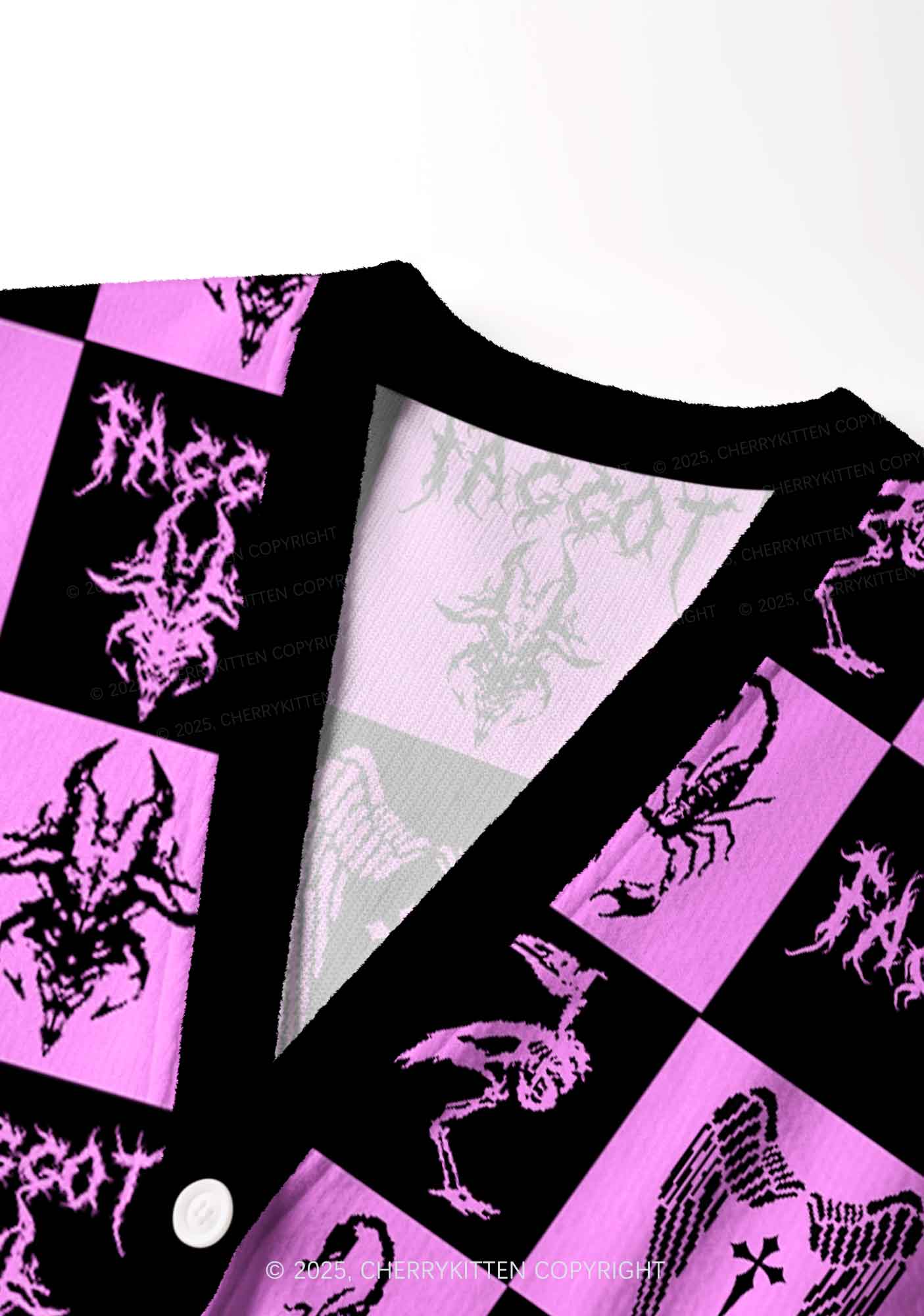Purple Punk Faggot Pride Y2K Christmas Cardigan Knit Sweatshirt Cherrykitten - Image 5