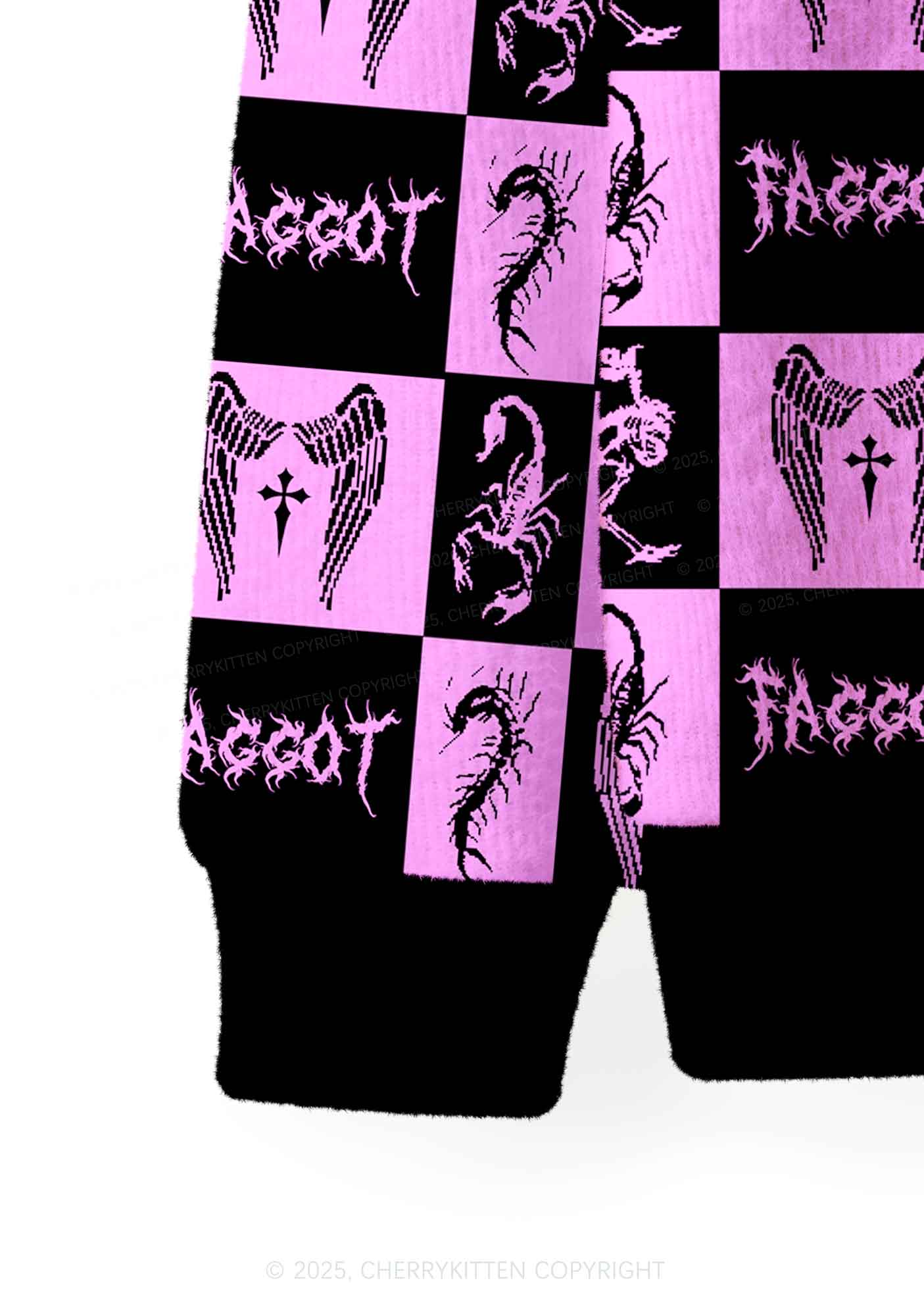 Purple Punk Faggot Pride Y2K Christmas Cardigan Knit Sweatshirt Cherrykitten - Image 6