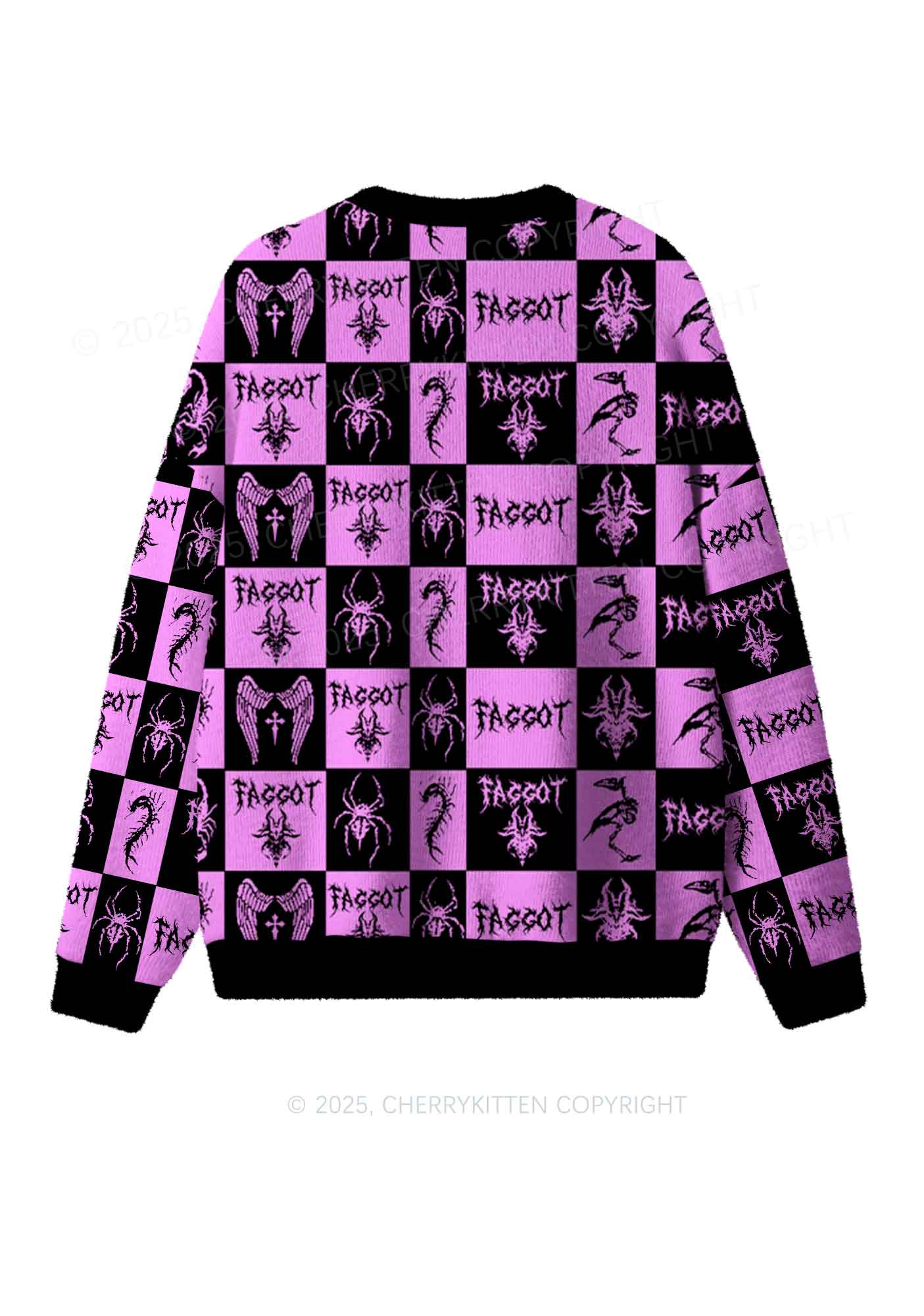 Purple Punk Faggot Pride Y2K Christmas Knit Sweatshirt Cherrykitten - Image 2