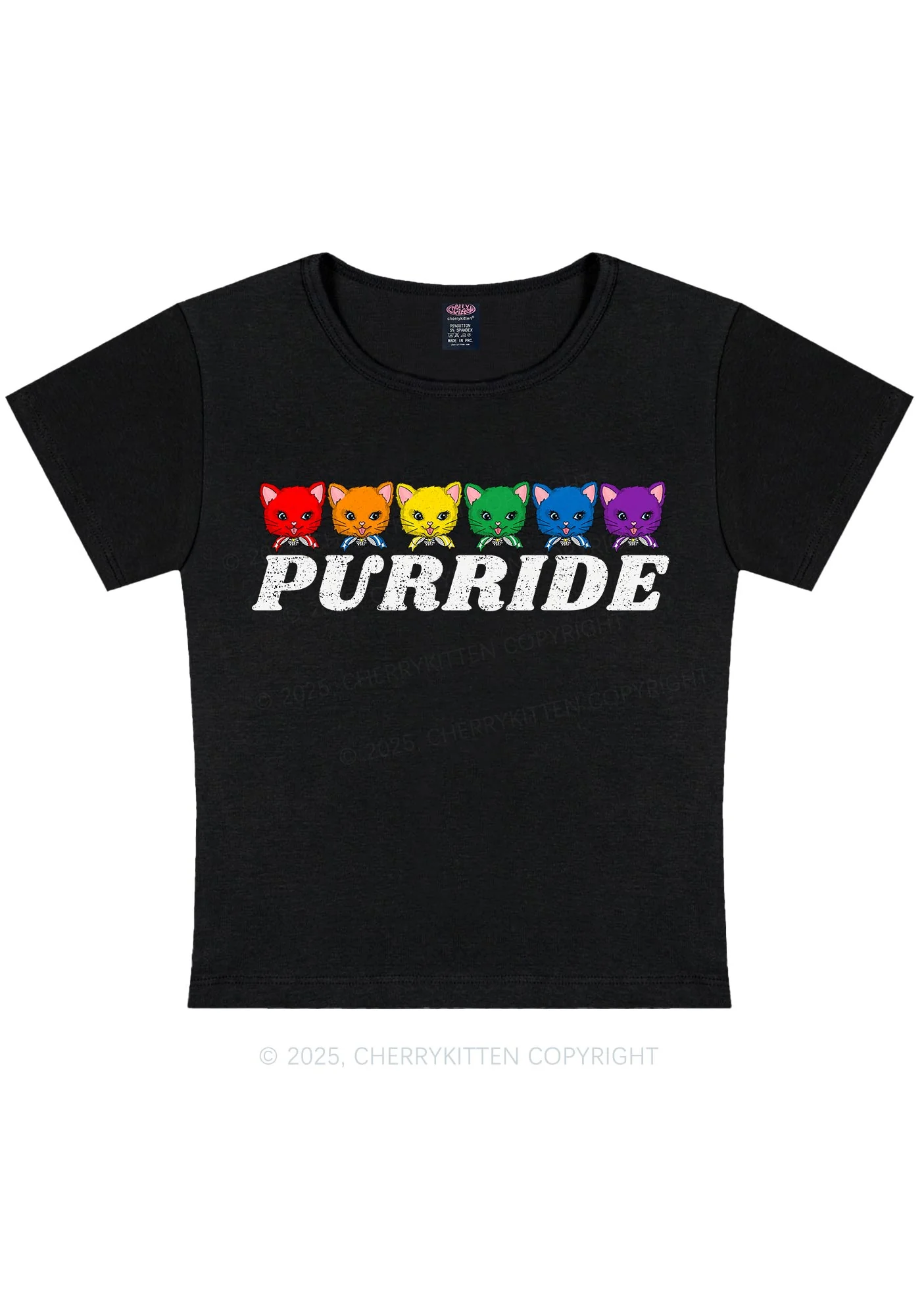 Purride Cat Pride Y2K Baby Tee Cherrykitten - Image 4
