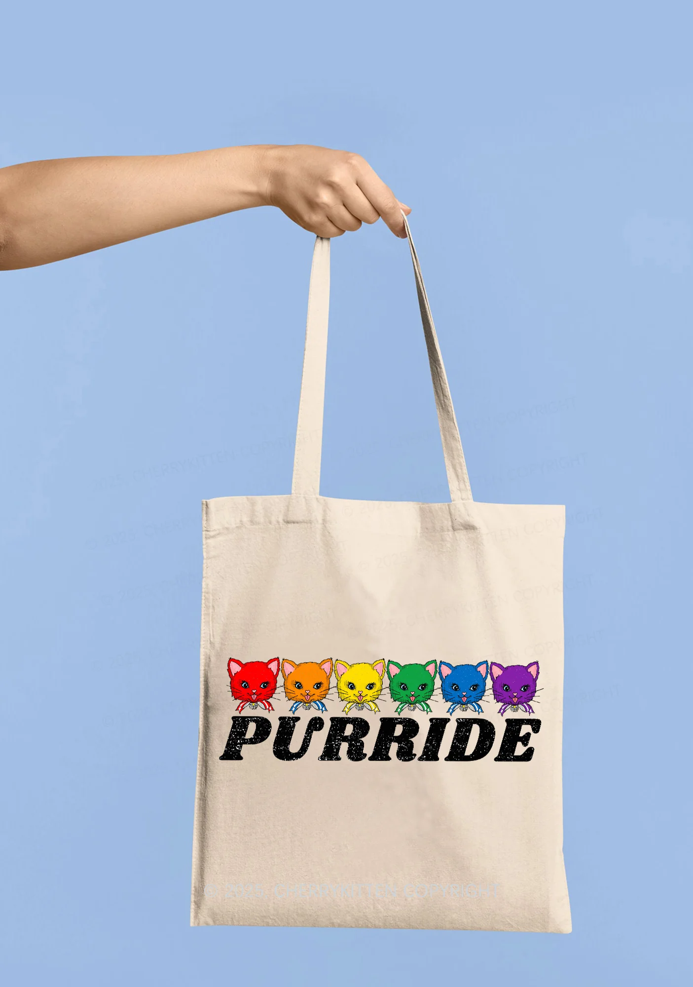 Purride Cat Pride Y2K Canvas Tote Bag Cherrykitten - Image 2