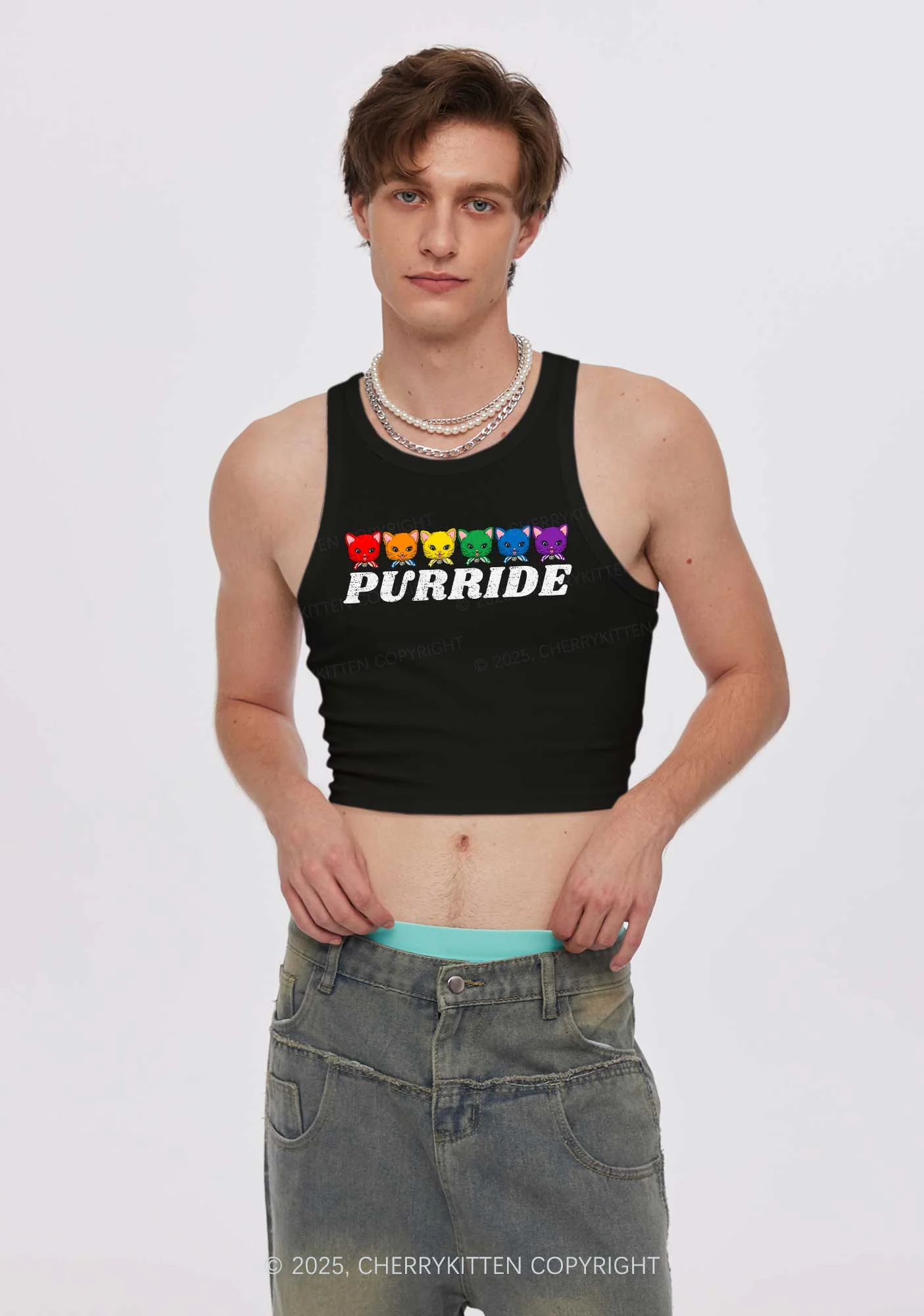 Purride Cat Pride Y2K Crop Tank Top Cherrykitten - Image 2