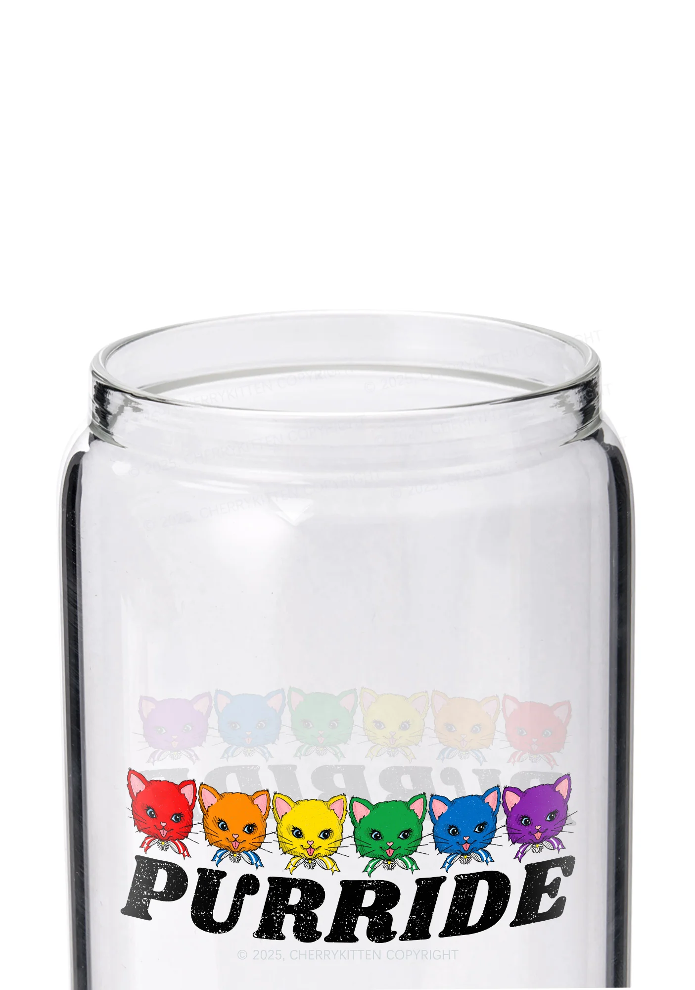 Purride Cat Pride Y2K Printed Glass Cup Cherrykitte - Image 2