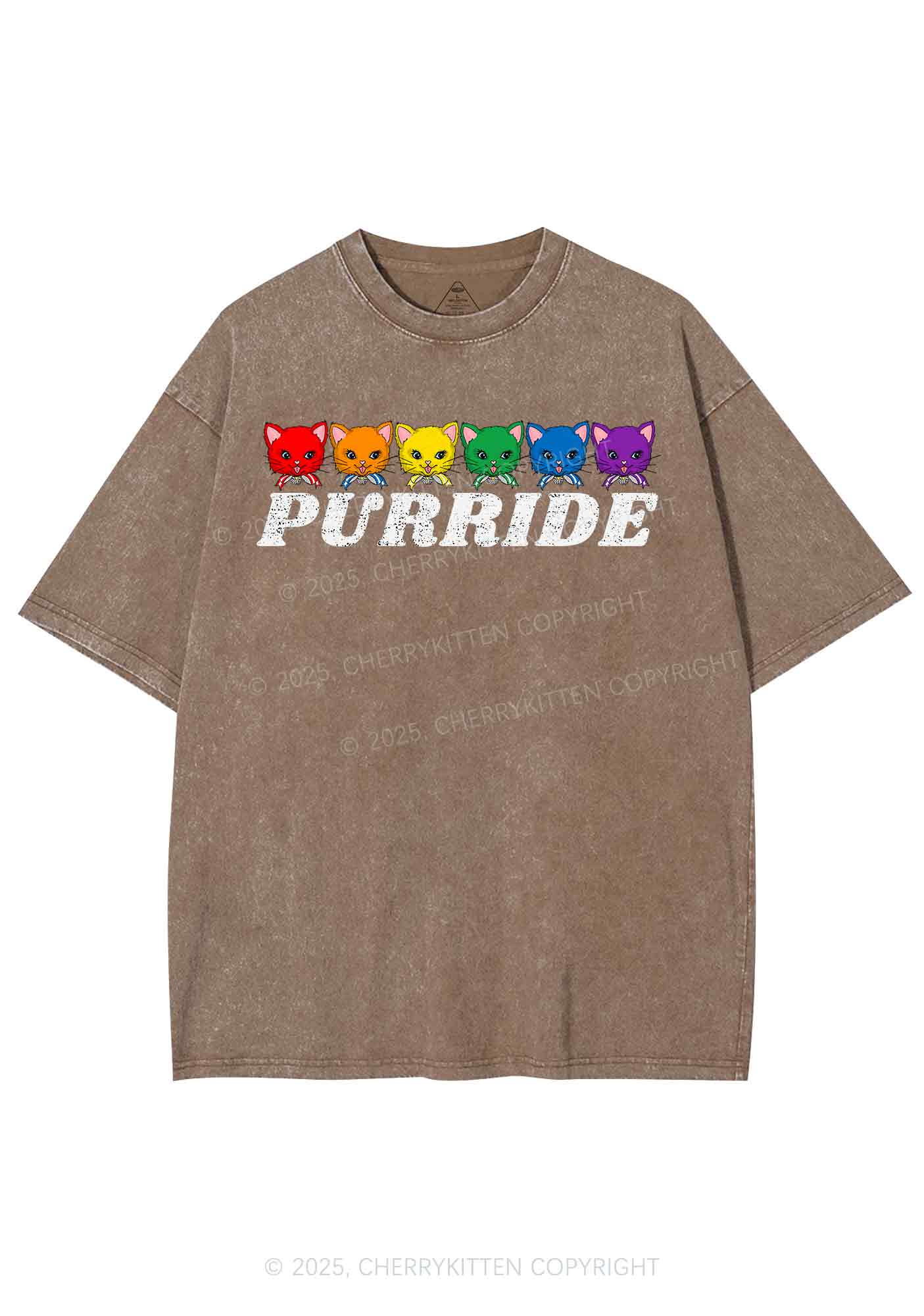 Purride Cat Pride Y2K Shirts Washed Tee Cherrykitten - Image 7