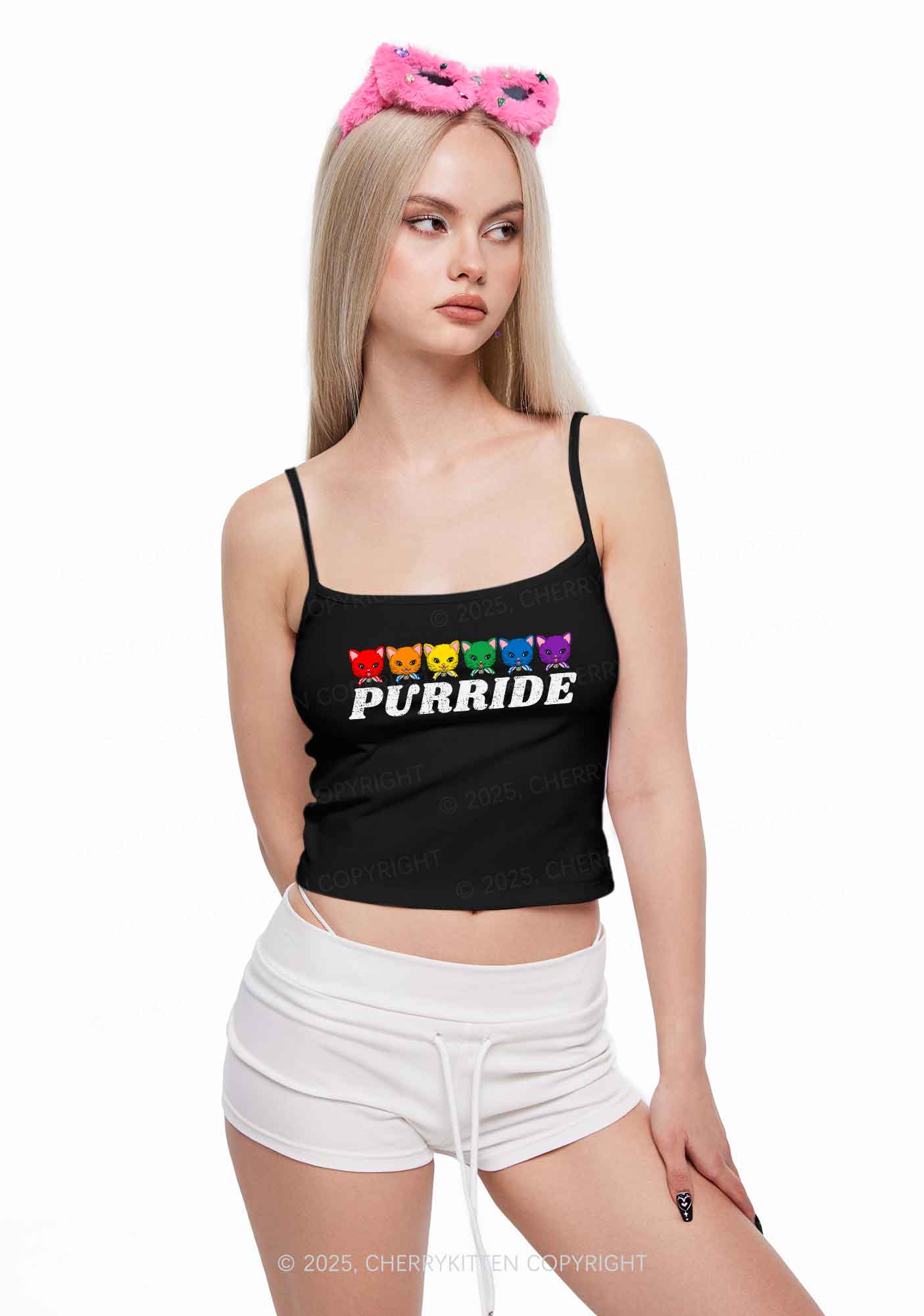 Purride Cat Pride Y2K Spaghetti Strap Cami Cherrykitte - Image 2