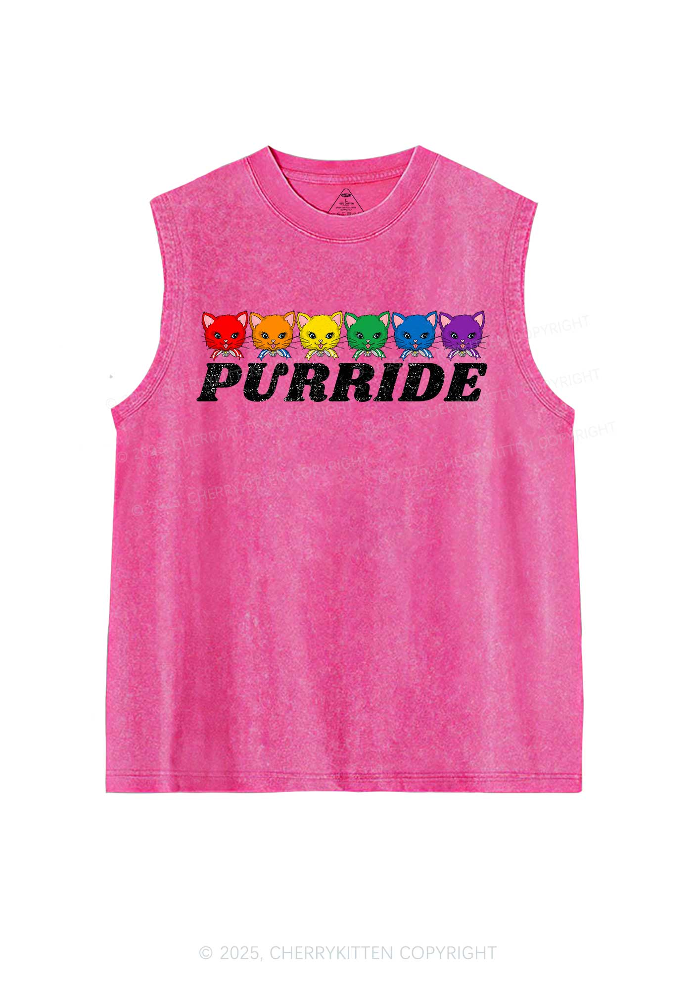 Purride Cat Pride Y2K Washed Muscle Tank Cherrykitten - Image 3