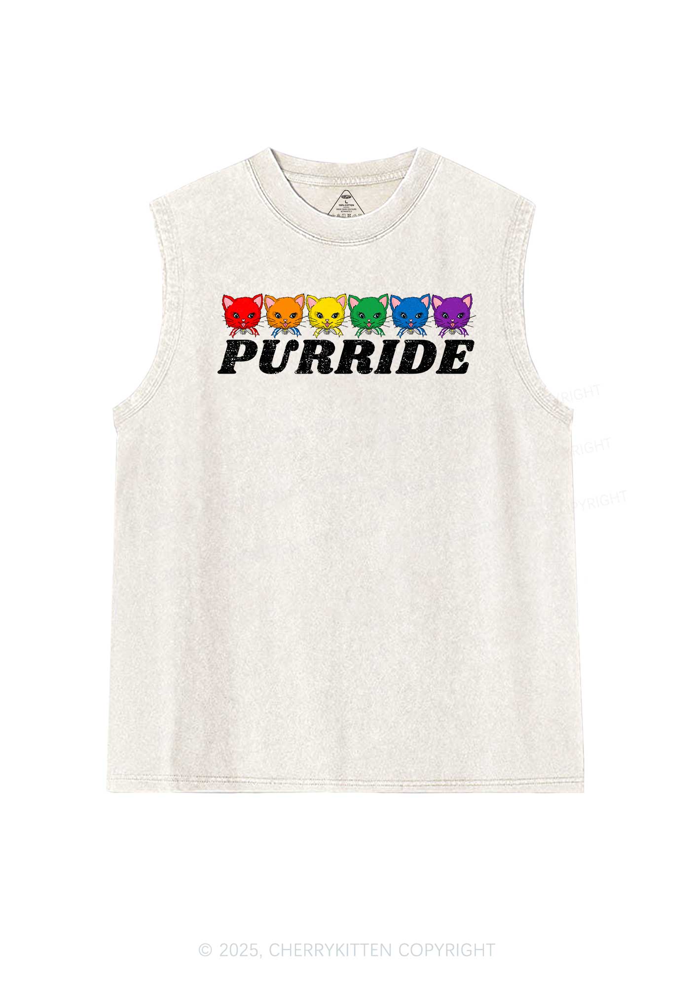 Purride Cat Pride Y2K Washed Muscle Tank Cherrykitten - Image 4