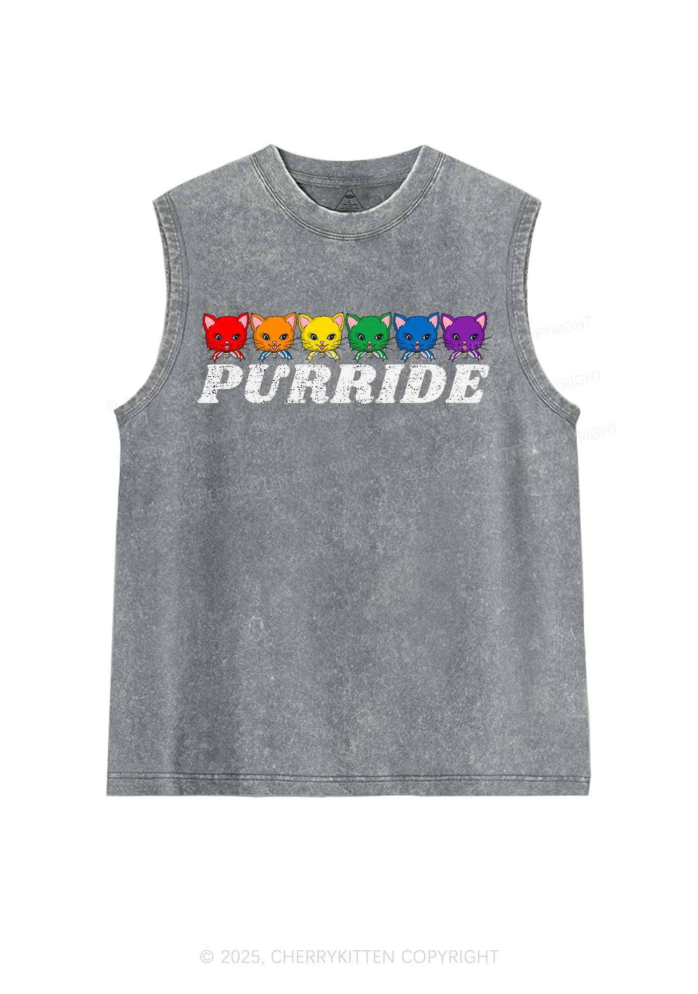 Purride Cat Pride Y2K Washed Muscle Tank Cherrykitten - Image 5