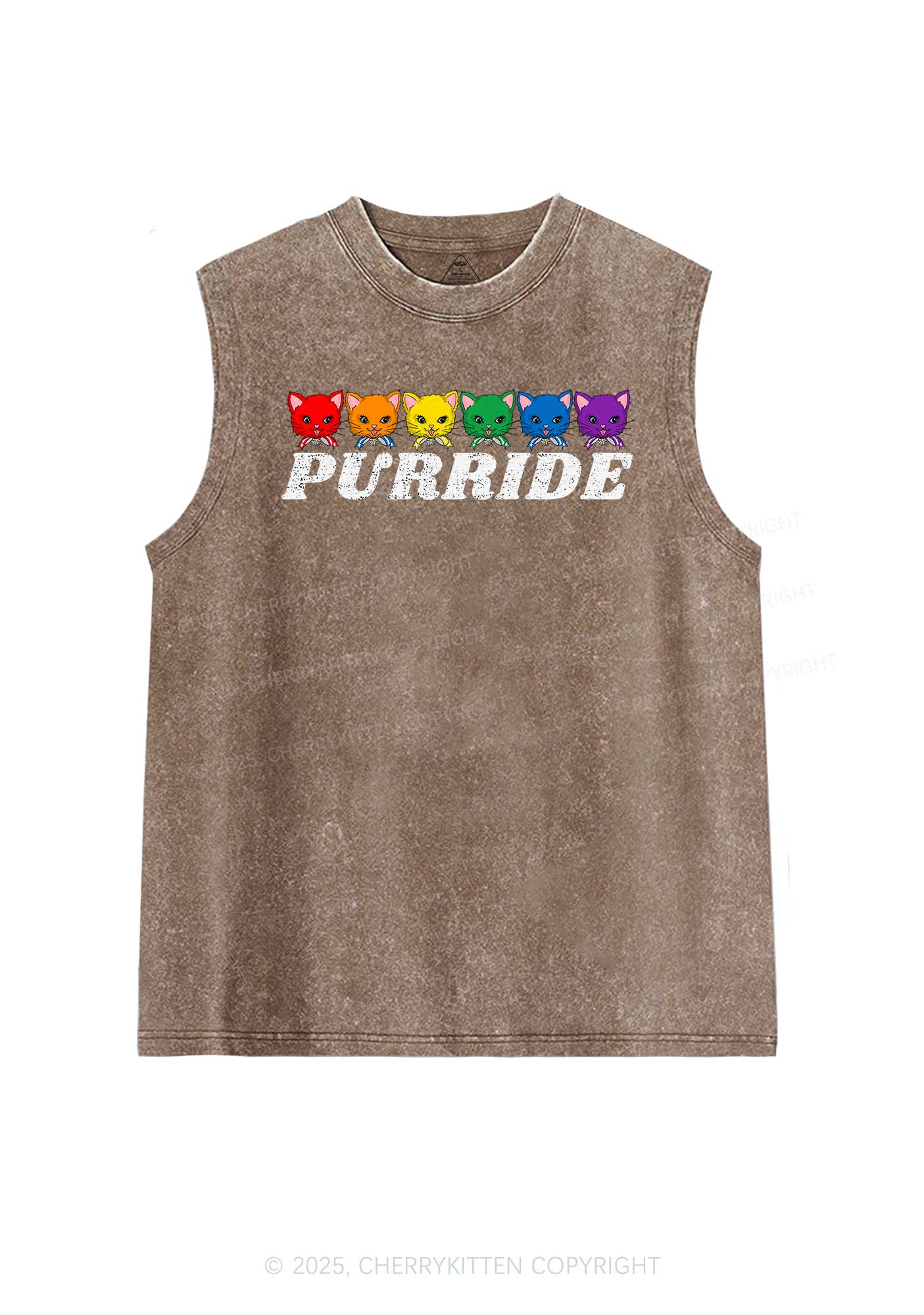 Purride Cat Pride Y2K Washed Muscle Tank Cherrykitten - Image 6