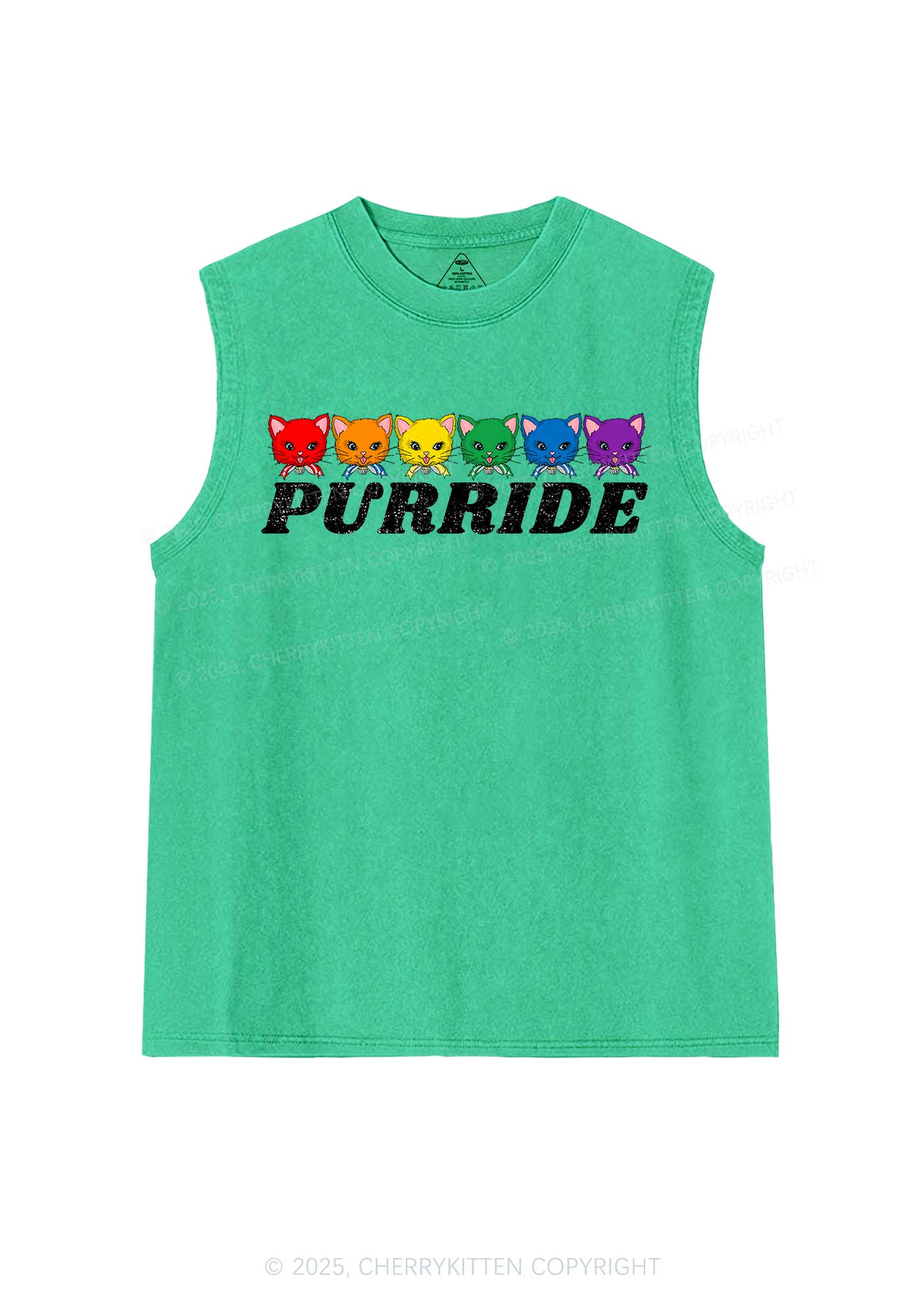 Purride Cat Pride Y2K Washed Muscle Tank Cherrykitten - Image 7