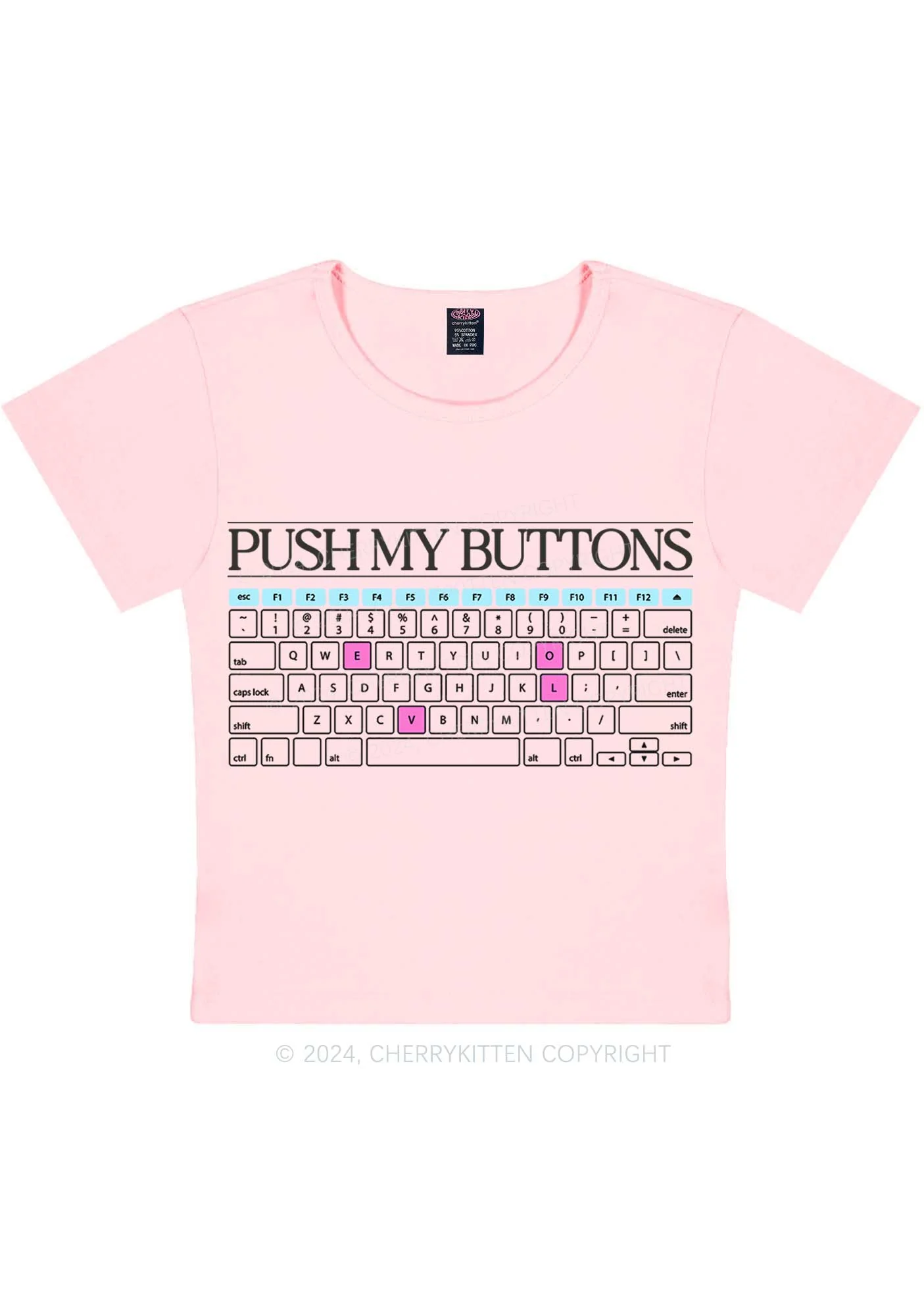 Push My Buttons Y2K Baby Tee Cherrykitten - Image 2