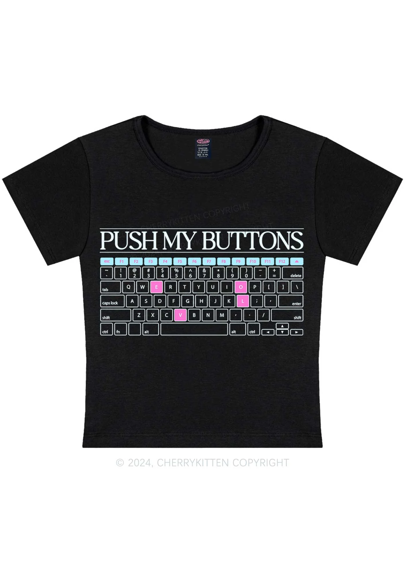 Push My Buttons Y2K Baby Tee Cherrykitten - Image 5
