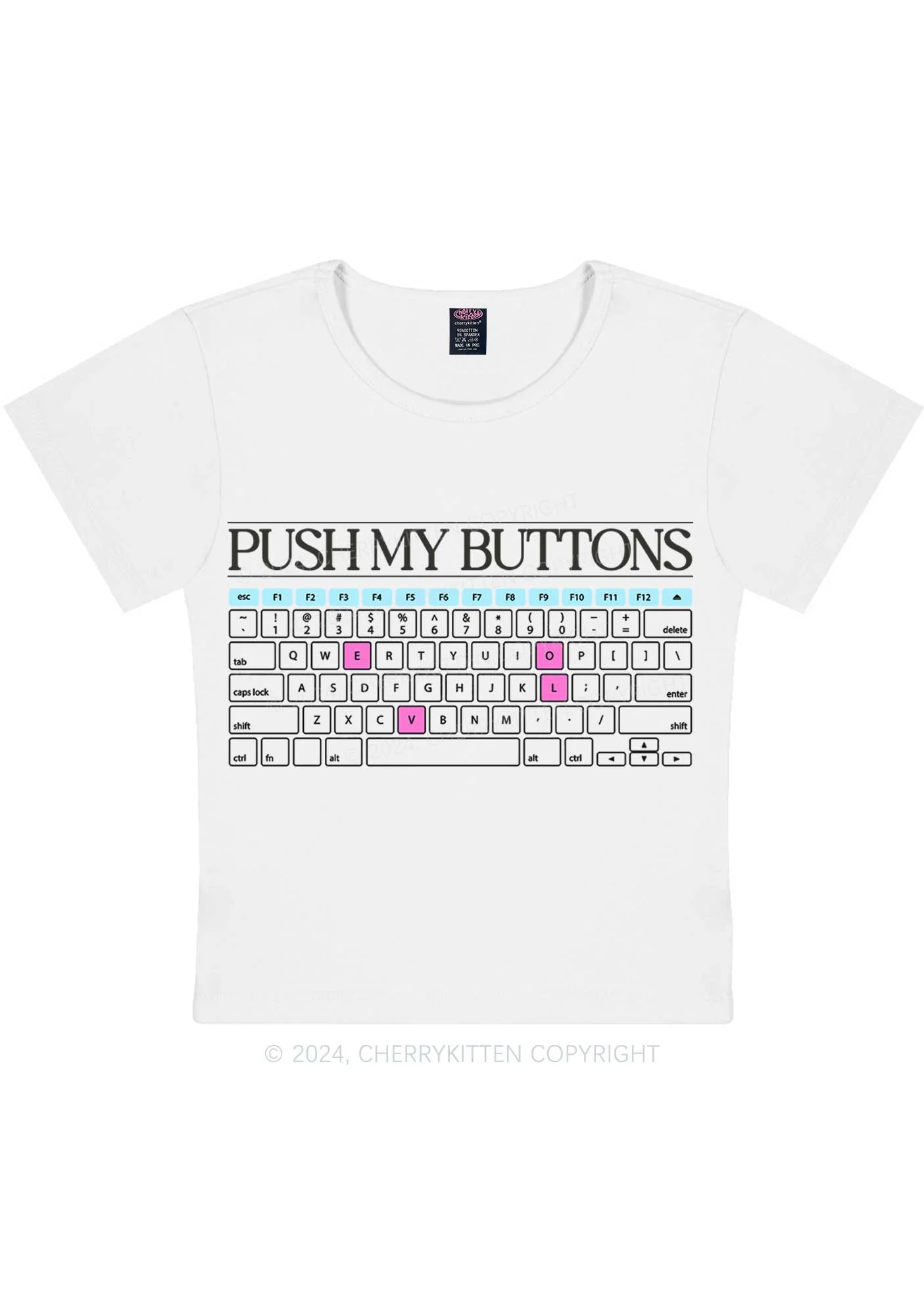 Push My Buttons Y2K Baby Tee Cherrykitten - Image 6