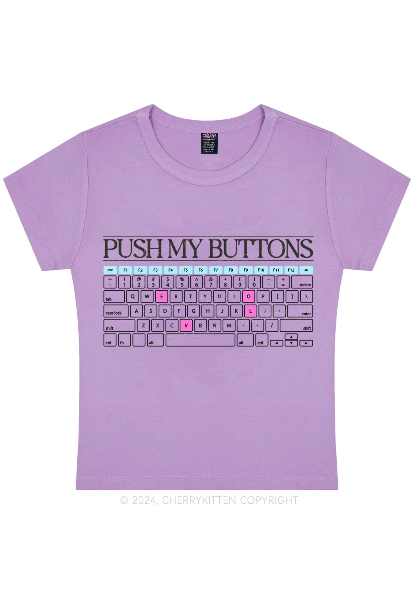 Push My Buttons Y2K Baby Tee Cherrykitten - Image 7