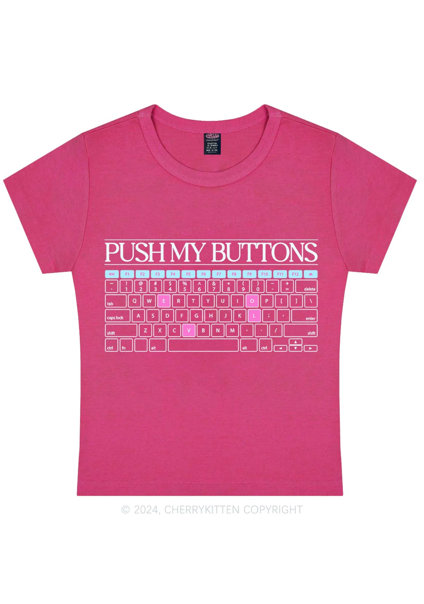 Push My Buttons Y2K Baby Tee Cherrykitten - Image 8