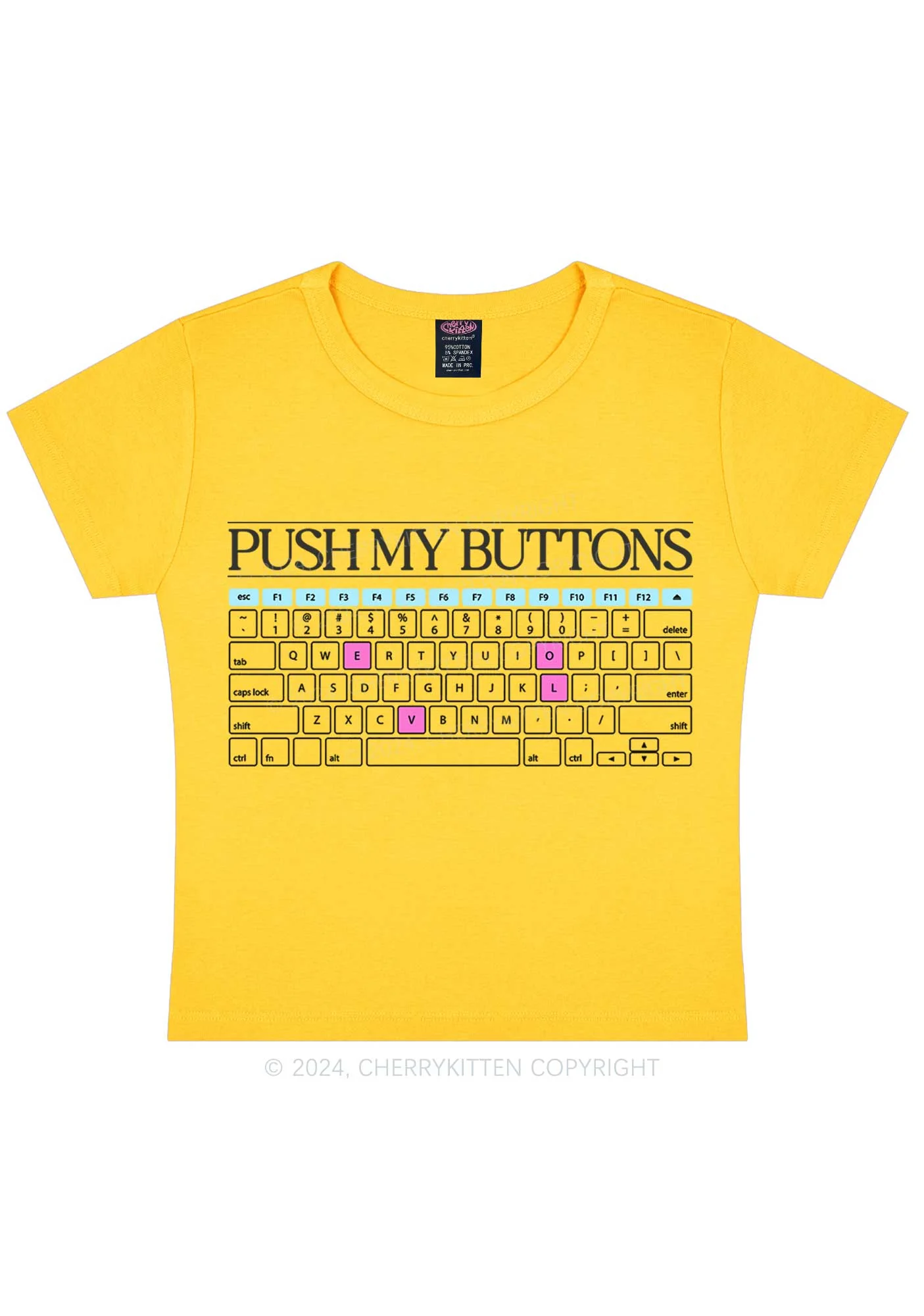 Push My Buttons Y2K Baby Tee Cherrykitten - Image 9