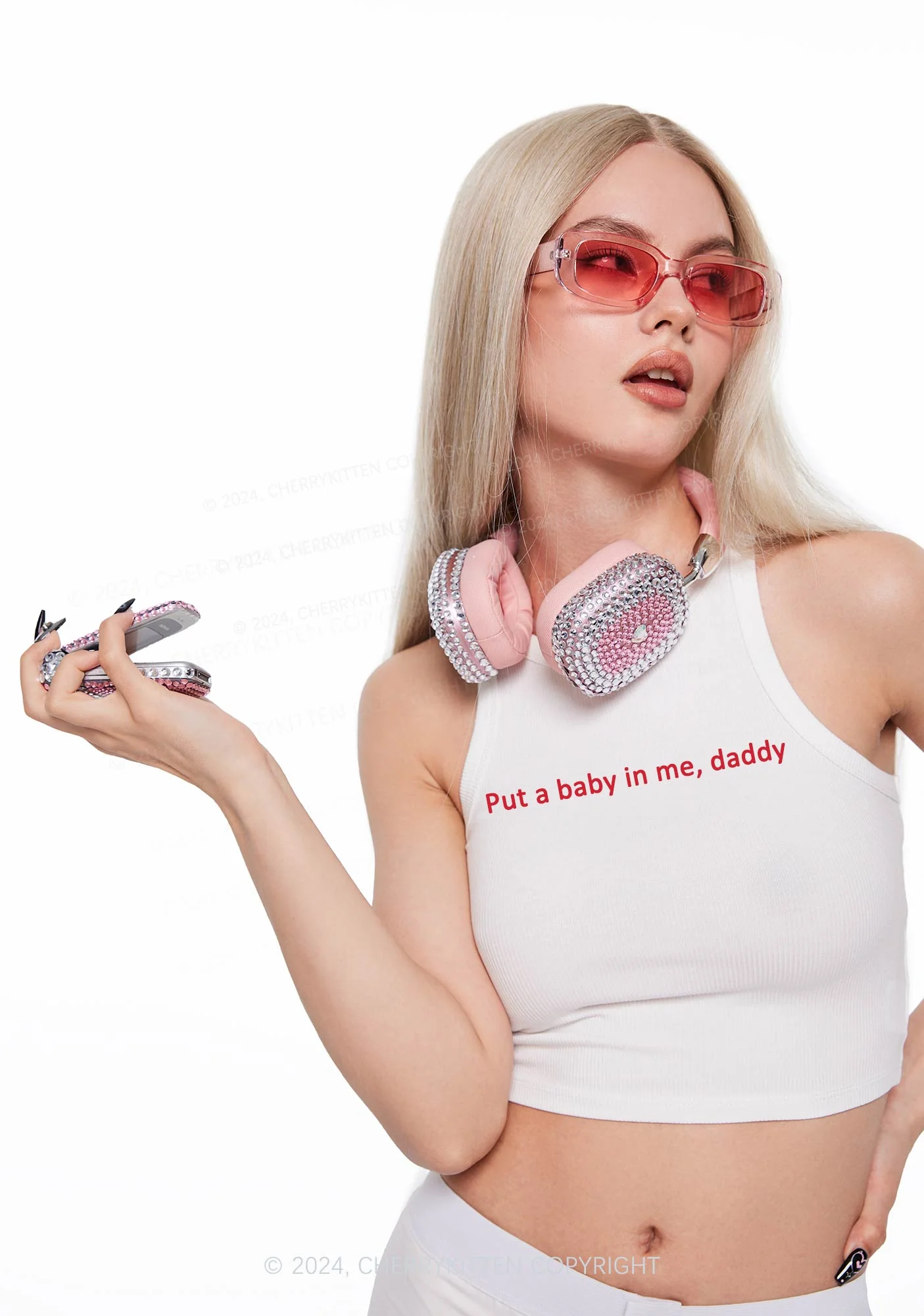 Put Baby In Me Y2K Crop Tank Top Cherrykitten - Image 2